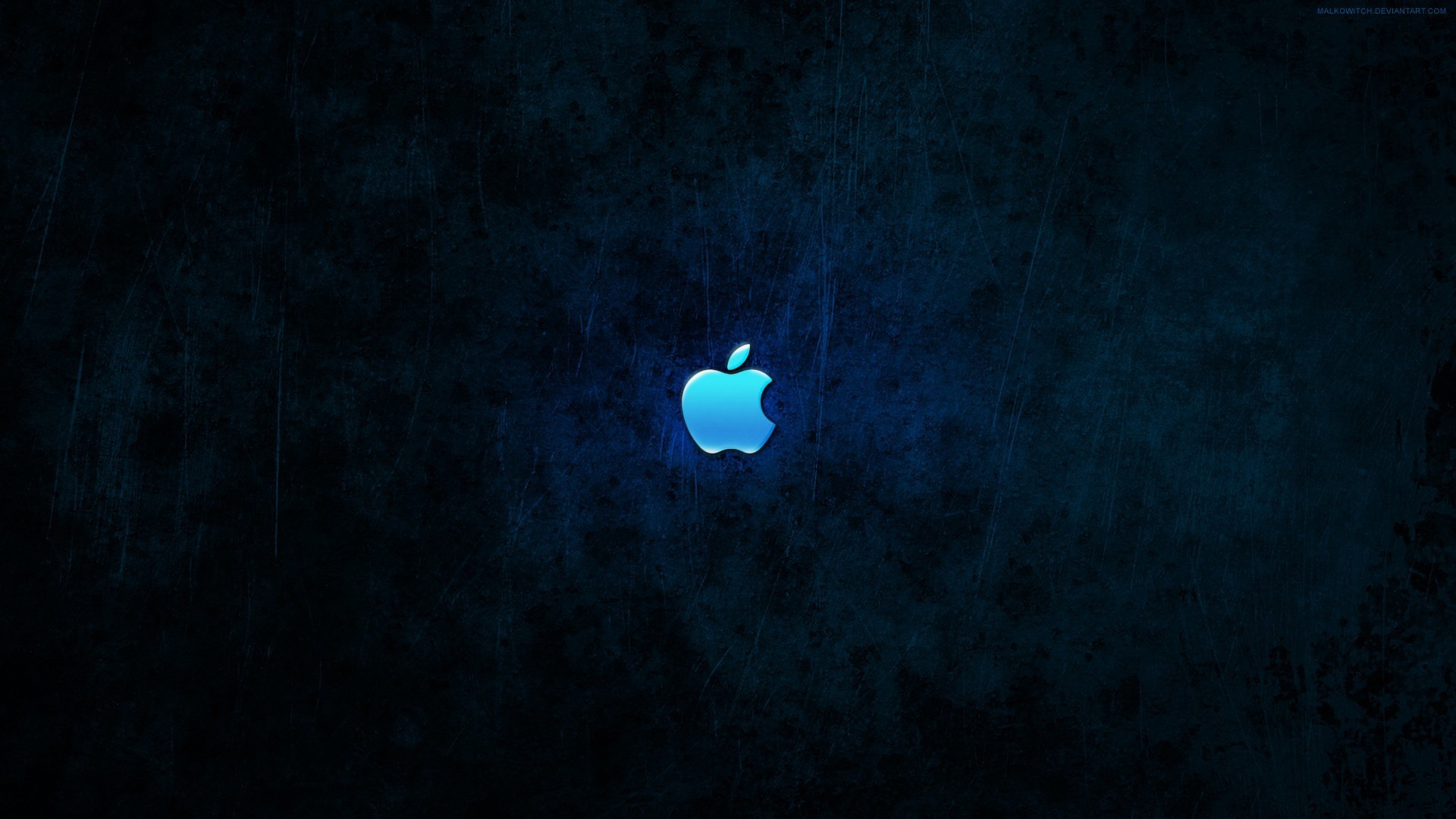 Dark Blue Apple Logo on Textured Background HD Wallpaper