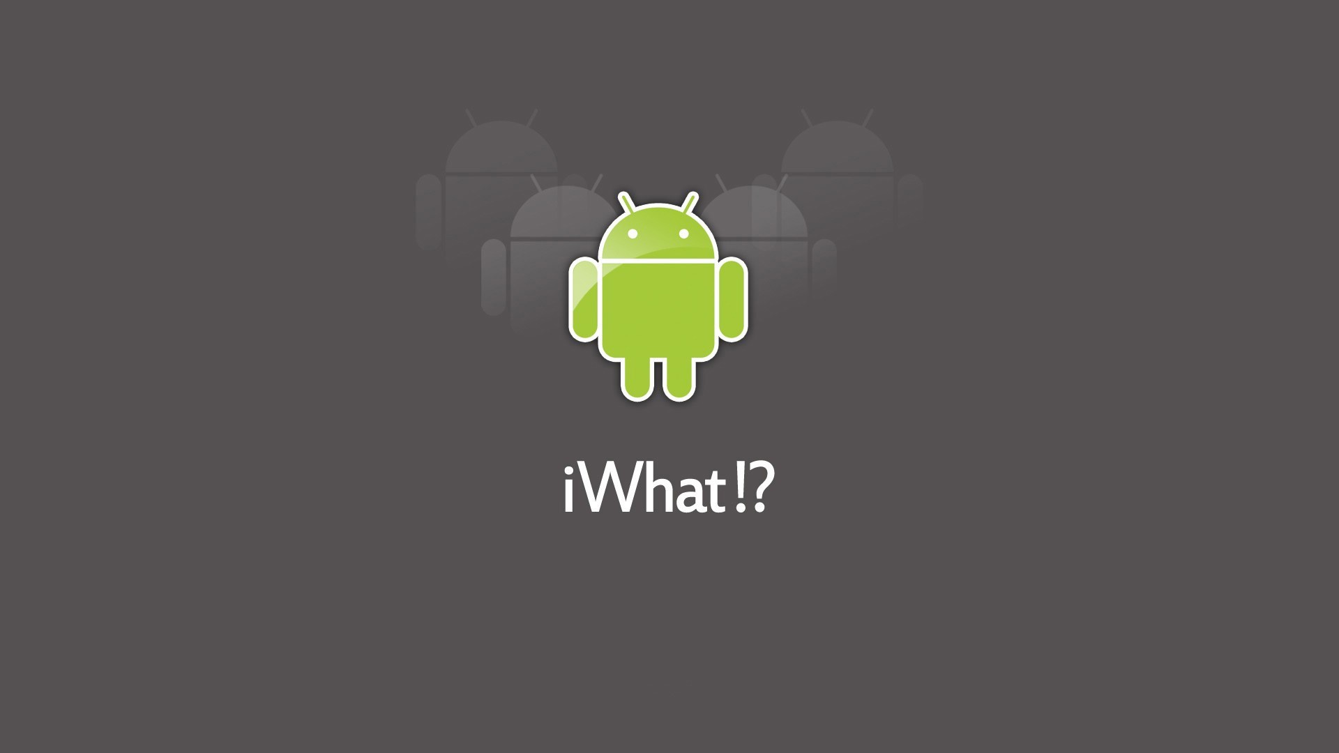 Android logo with text iWhat!? HD Wallpaper