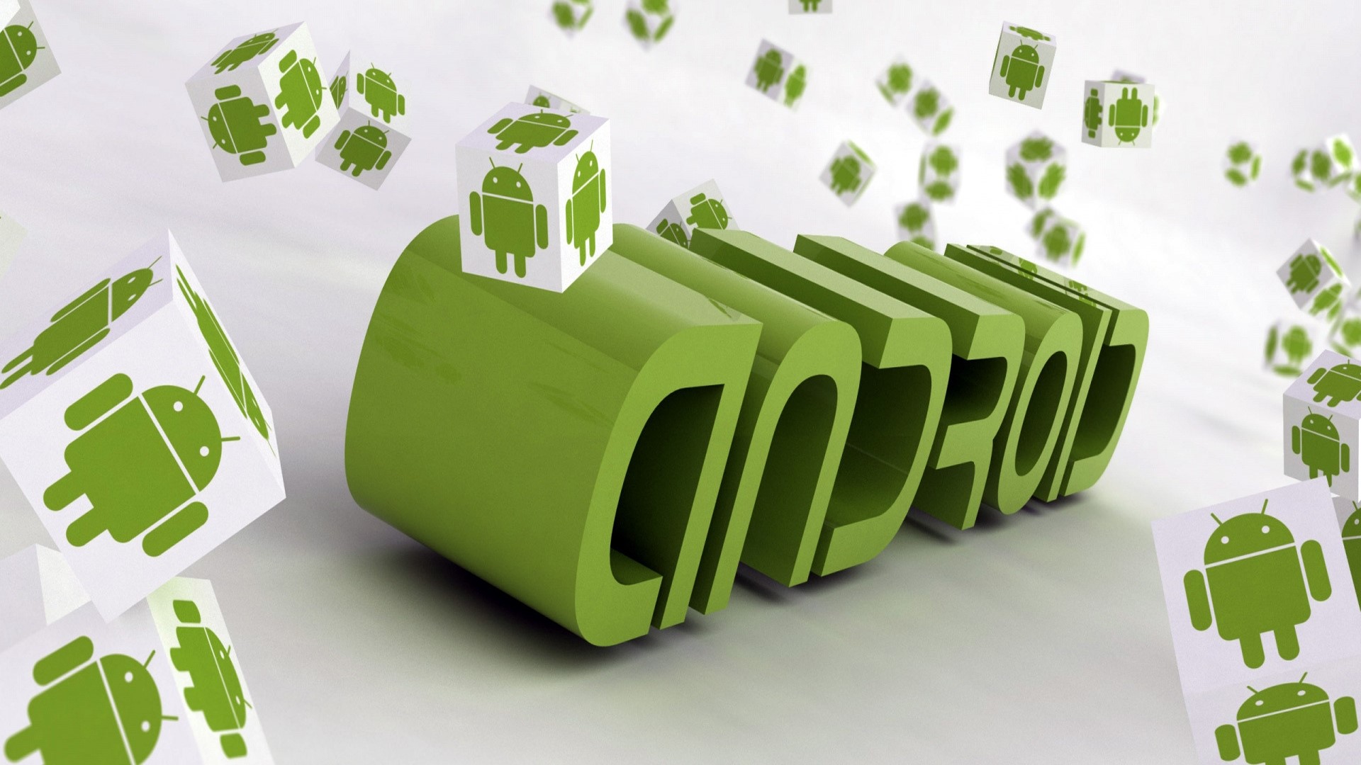 Android 3D logo with cubes HD Wallpaper