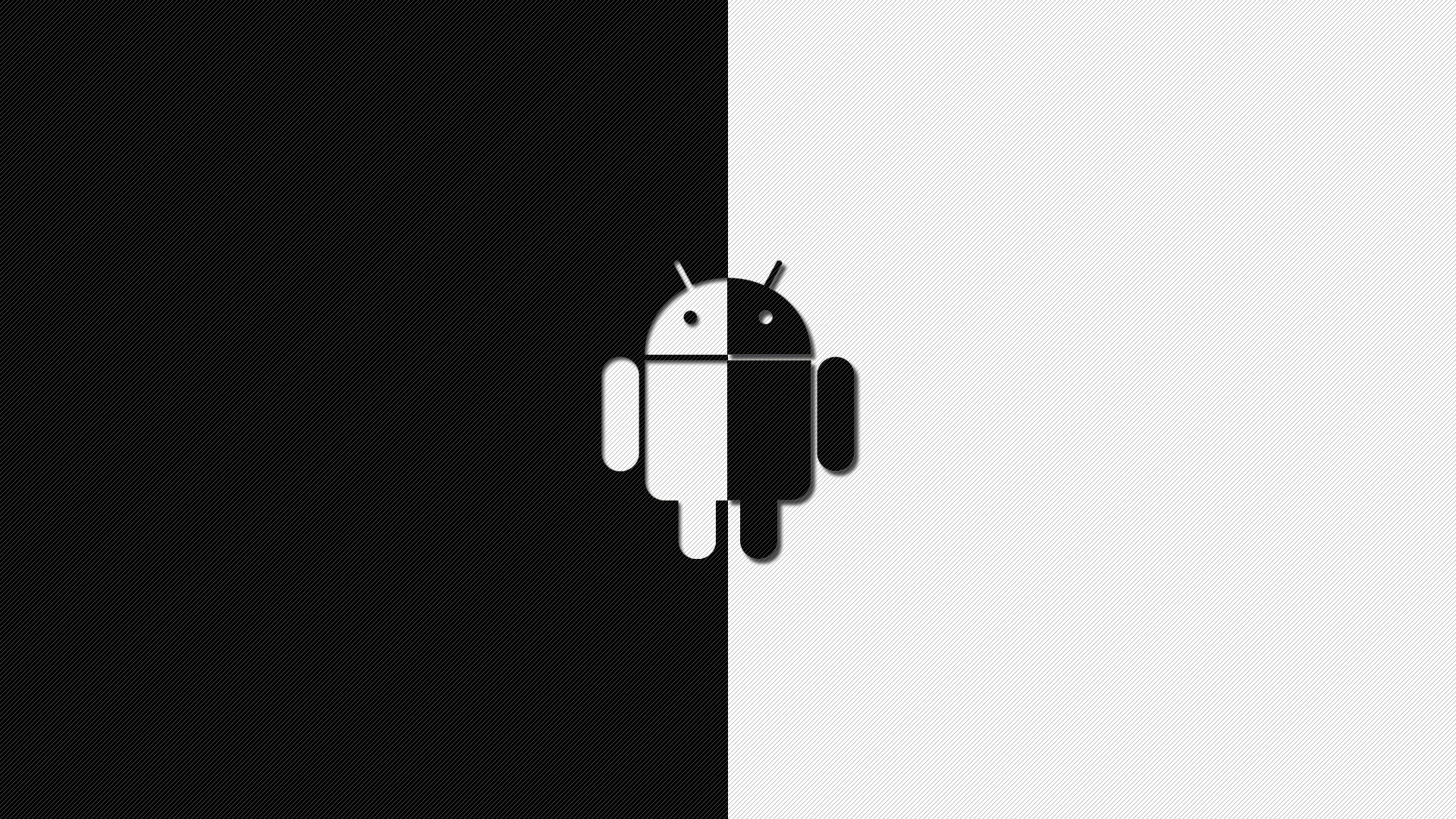 Android logo split between black and white backgrounds HD Wallpaper