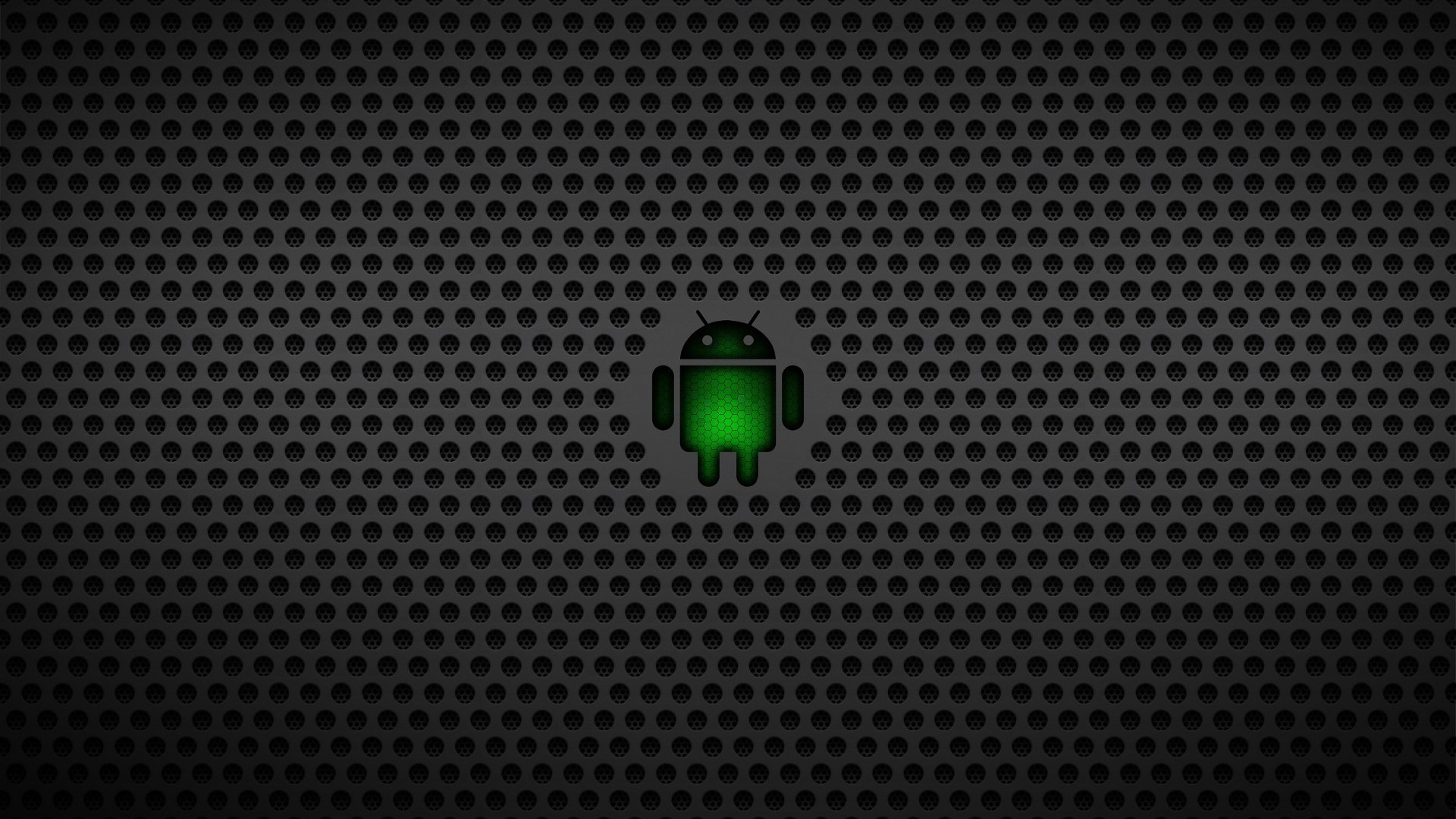 Green Android Logo on Perforated Metal HD Wallpaper