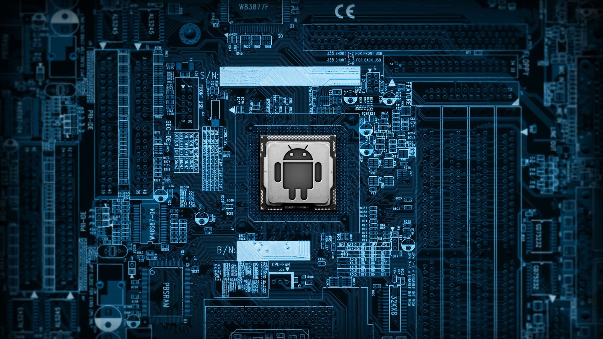 Android Logo on Motherboard HD Wallpaper