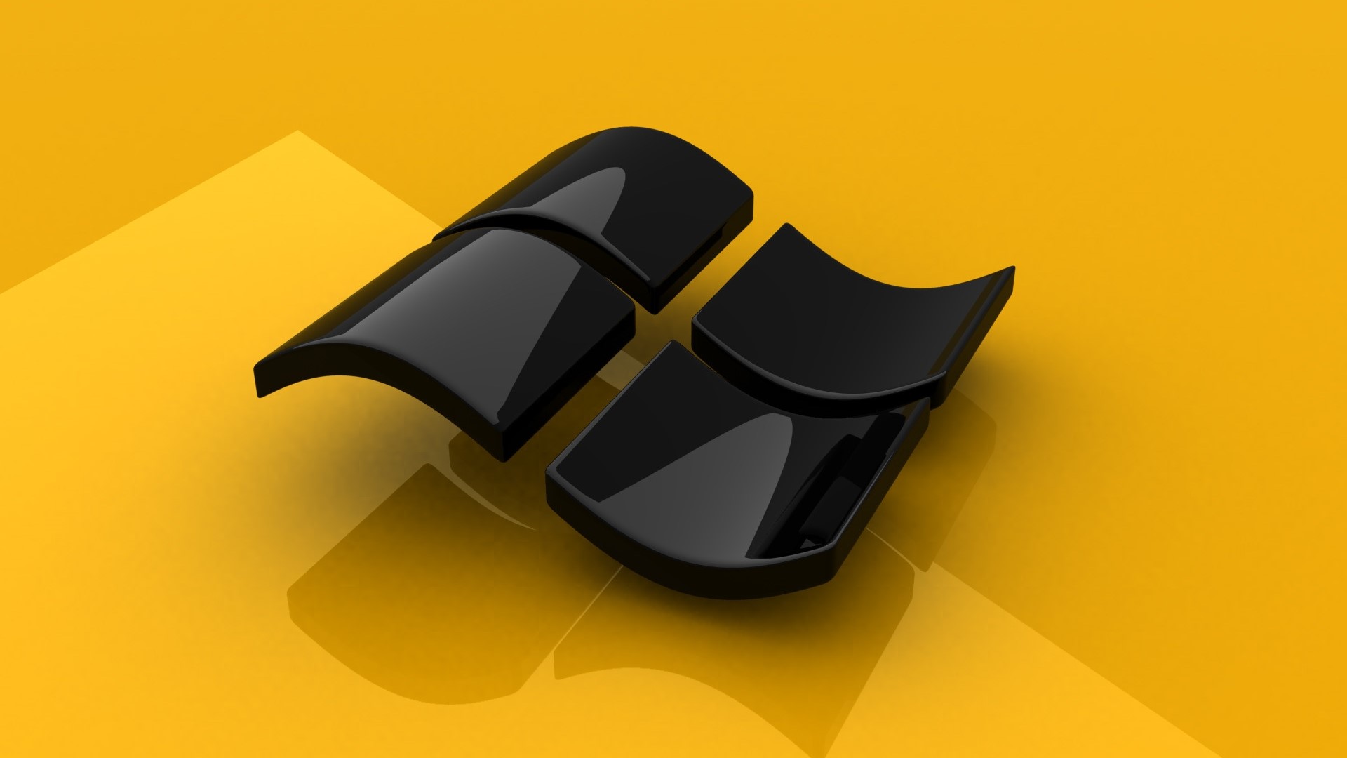 Black Windows Logo on Yellow Background HD Wallpaper