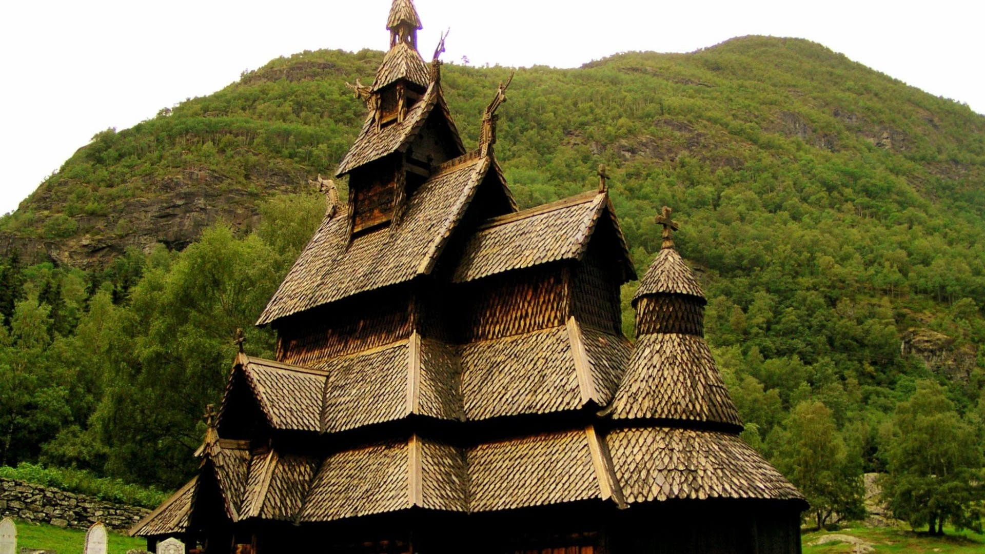 The Borgund Stave Church in Norway HD Wallpaper