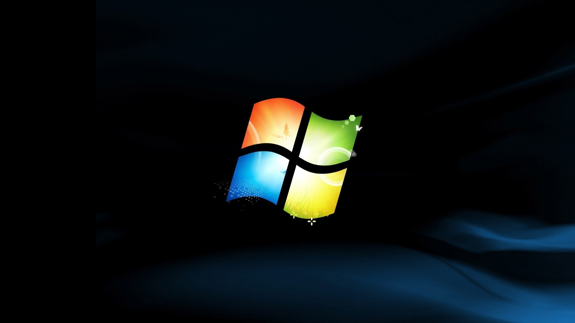 Windows 7 Logo Dark Background HD Wallpaper