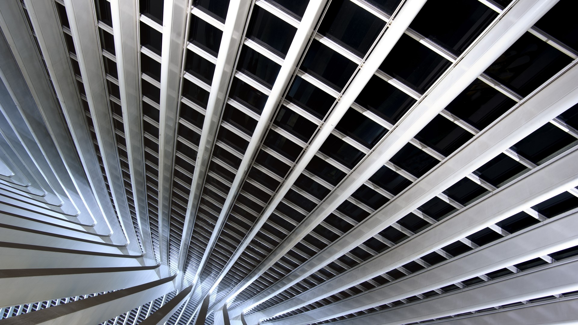 Modern Building Interior with Geometric Windows HD Wallpaper