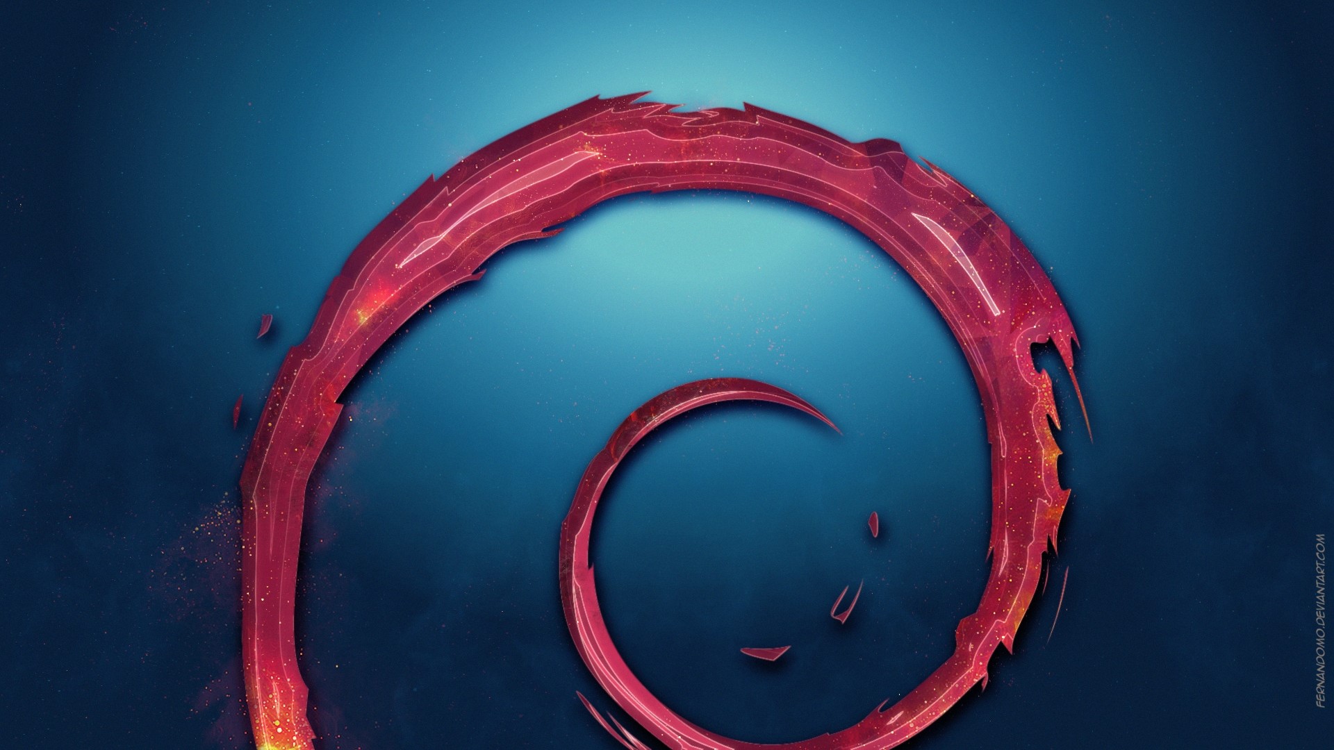 Debian Logo on Blue Background HD Wallpaper