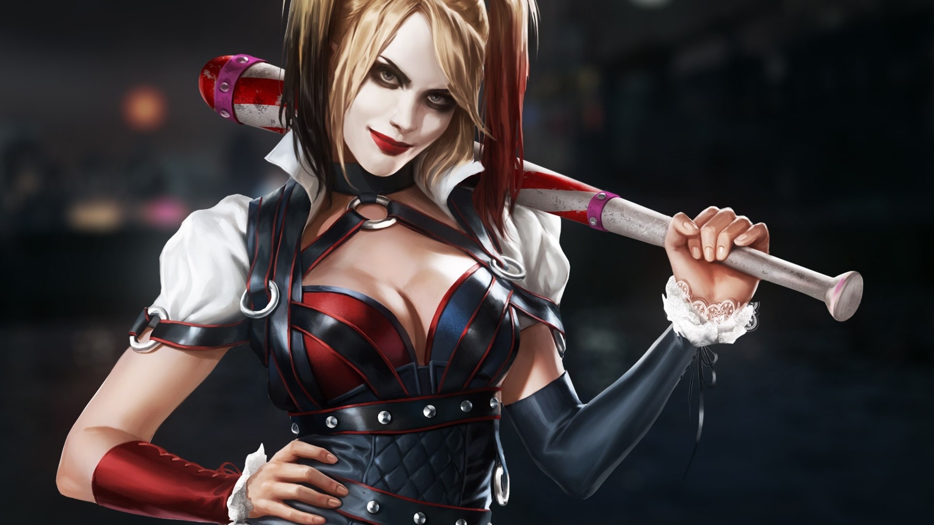 Harley Quinn holding a baseball bat HD Wallpaper