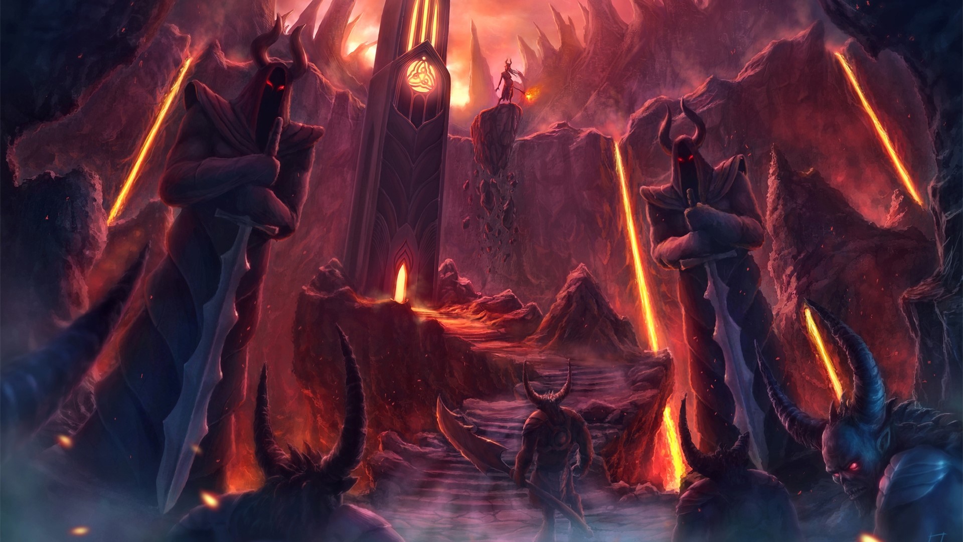 Fantasy Demon Tower Landscape HD Wallpaper