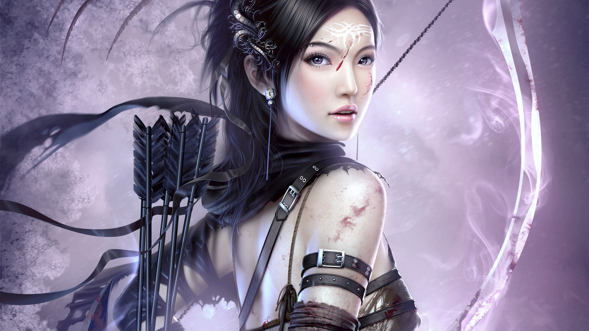Fantasy Archer Girl with Bow and Arrows HD Wallpaper