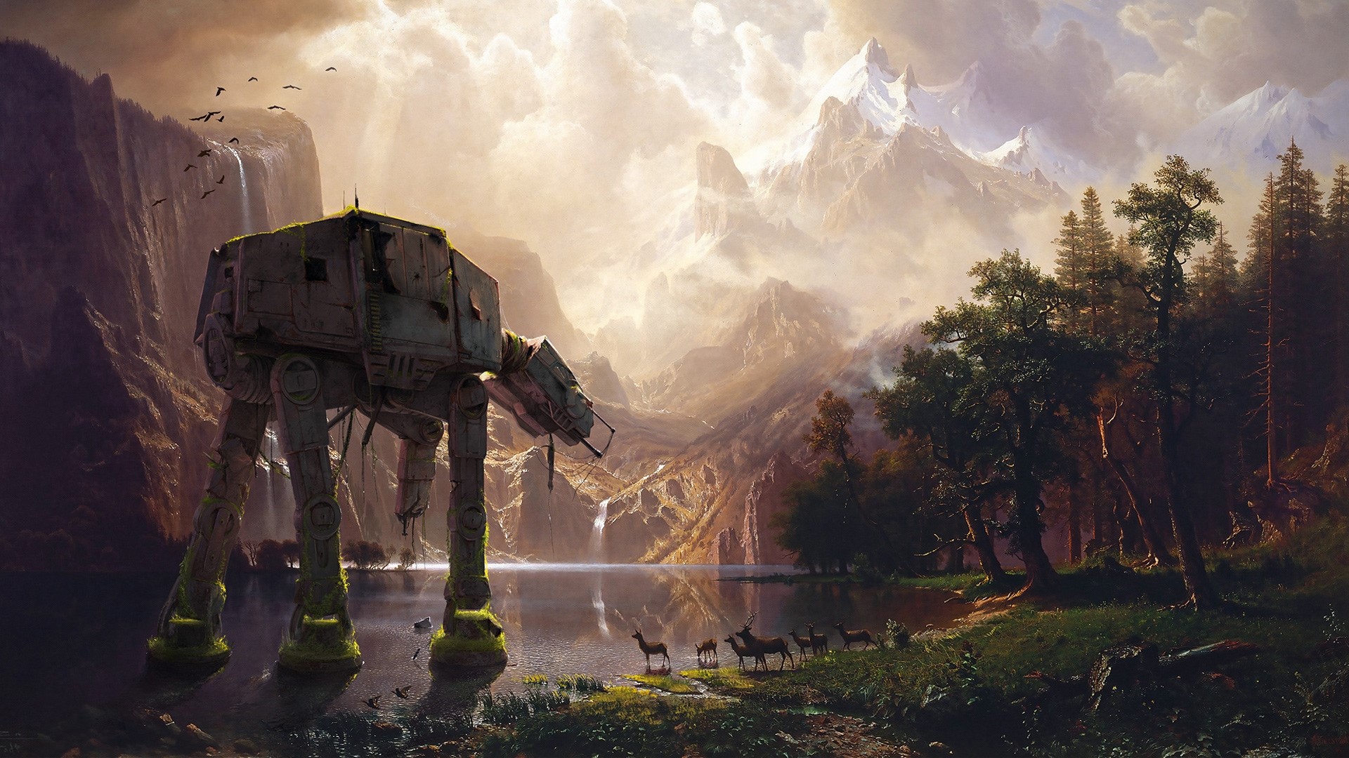 AT-AT Walker in a Mountain Landscape HD Wallpaper