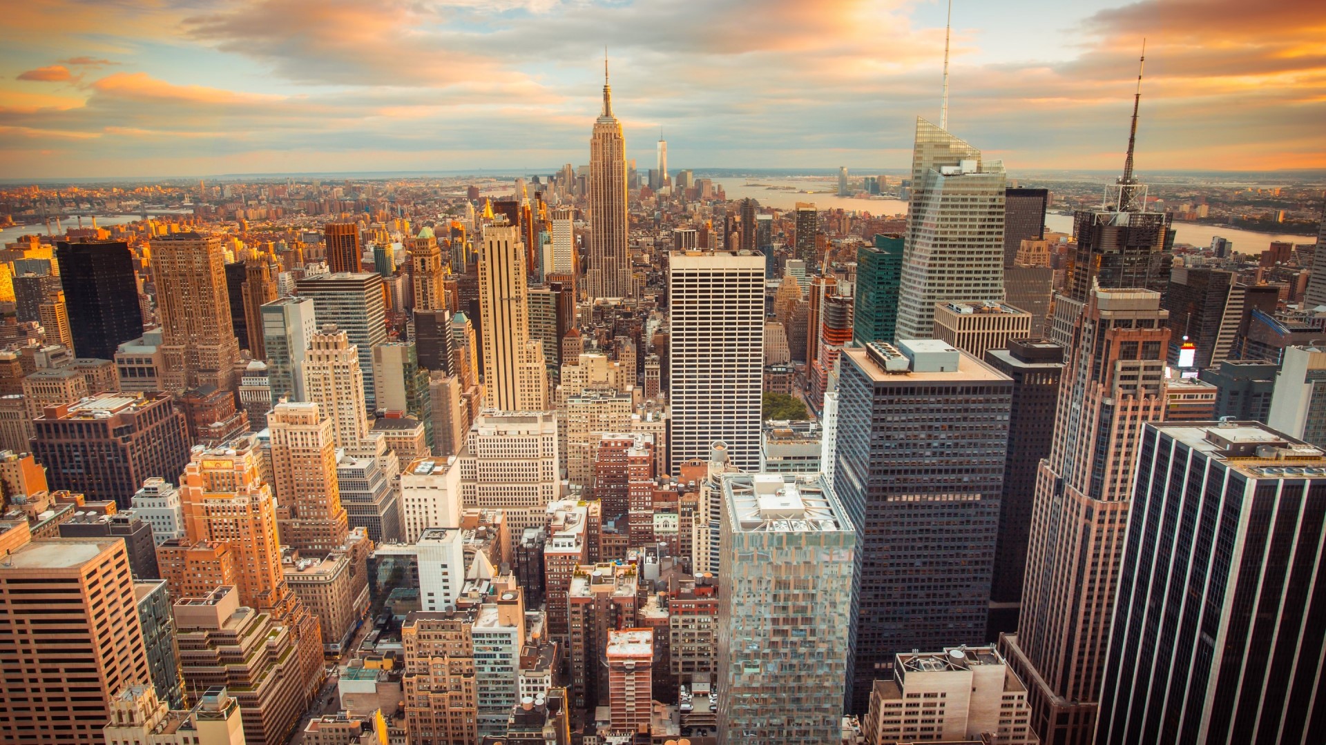 New York City Skyscrapers at Sunset HD Wallpaper