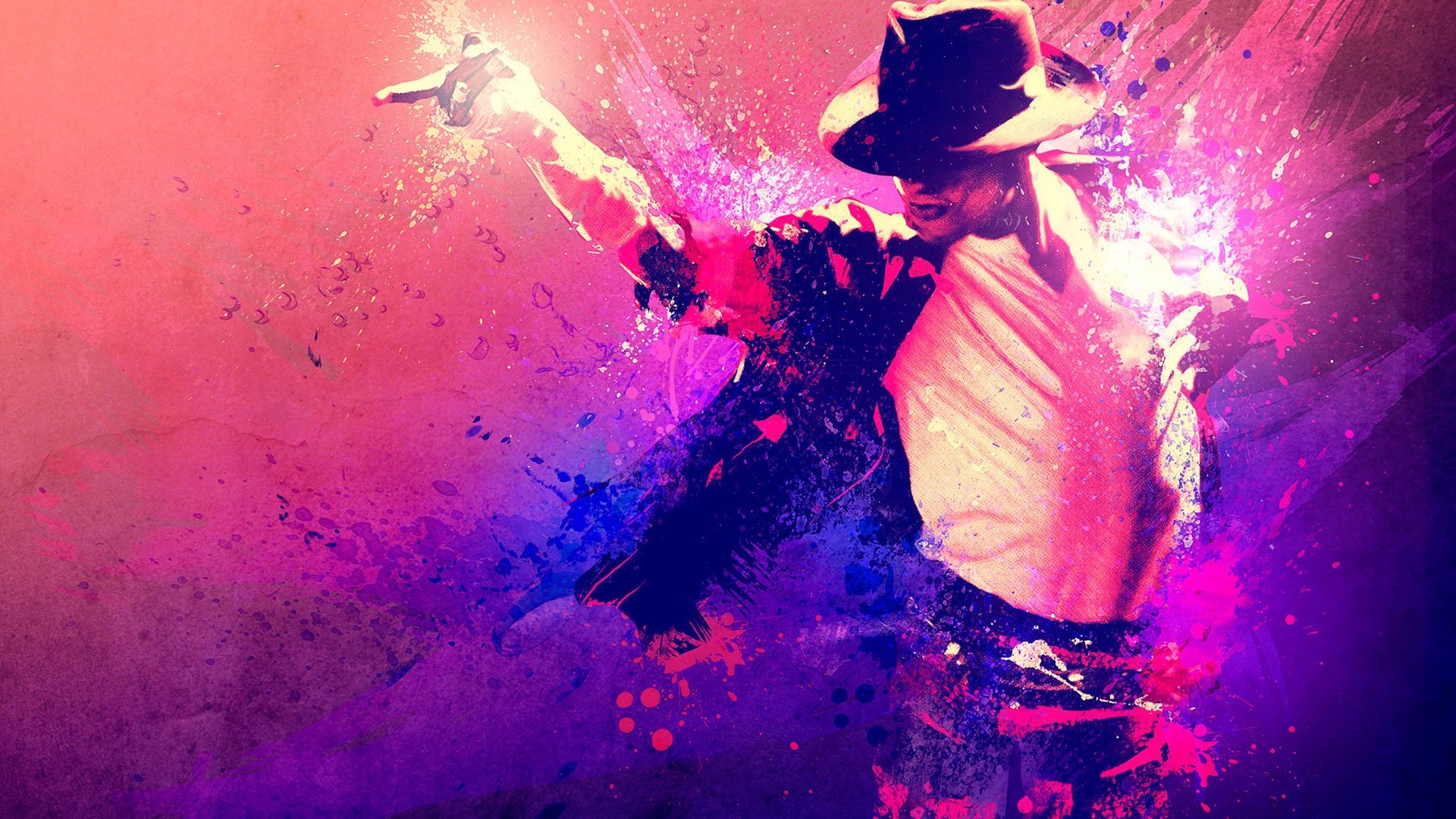 Michael Jackson dancing with colorful paint splashes HD Wallpaper