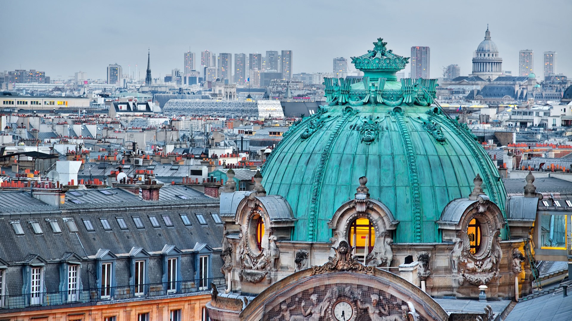 Parisian Rooftops and Opera Garnier Dome HD Wallpaper
