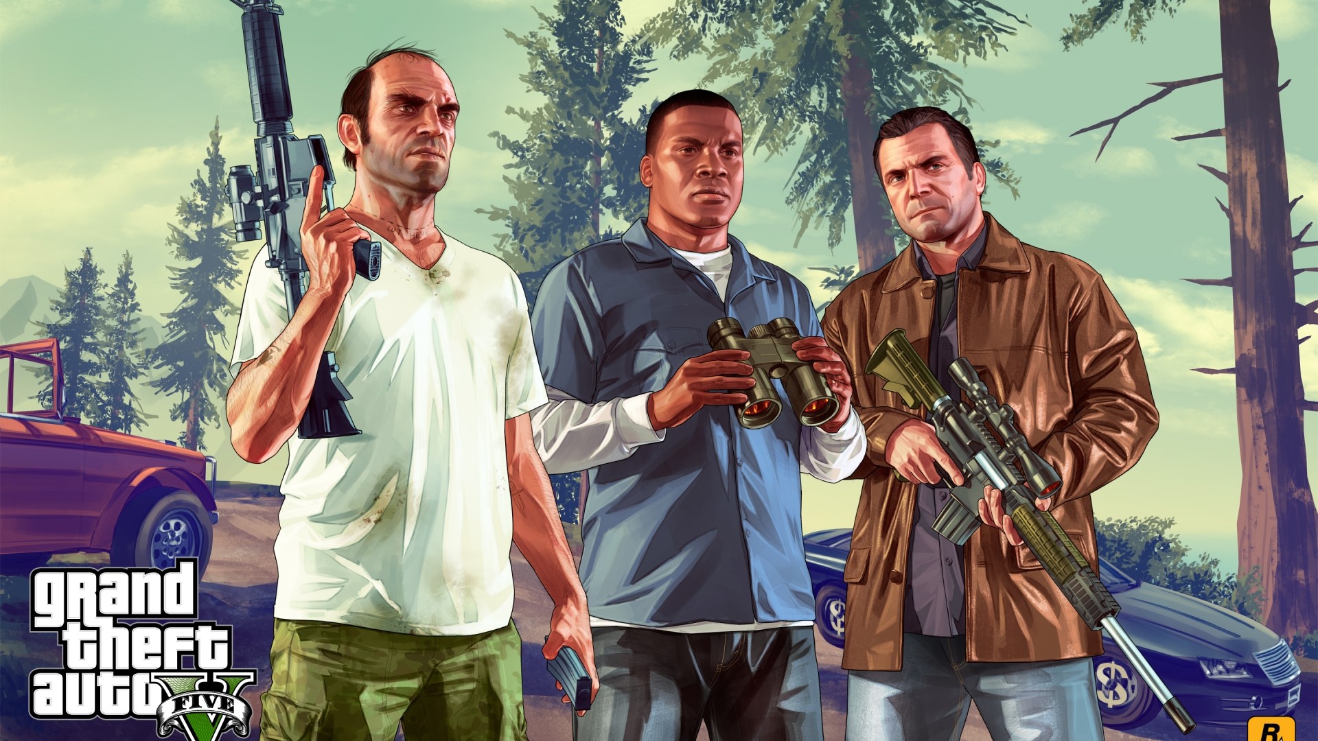Trevor, Franklin, and Michael from Grand Theft Auto V HD Wallpaper