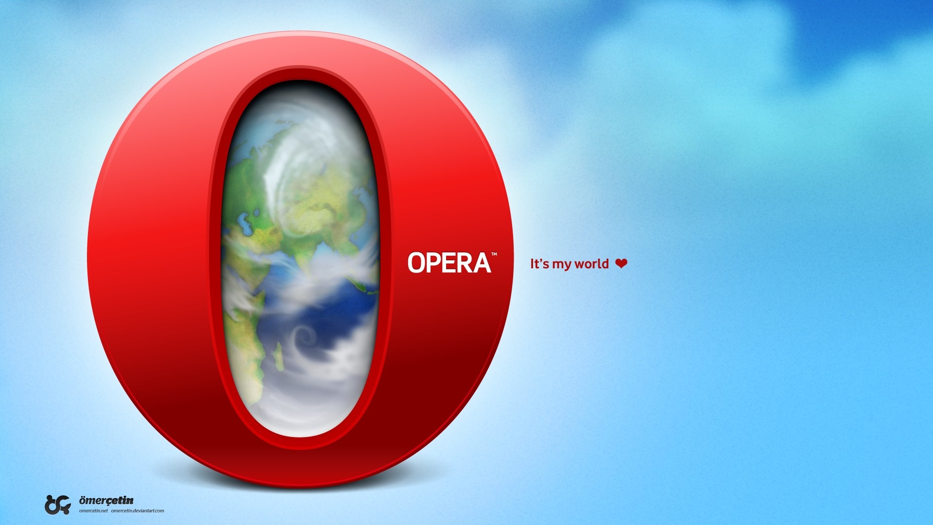 Opera browser logo with Earth and text HD Wallpaper