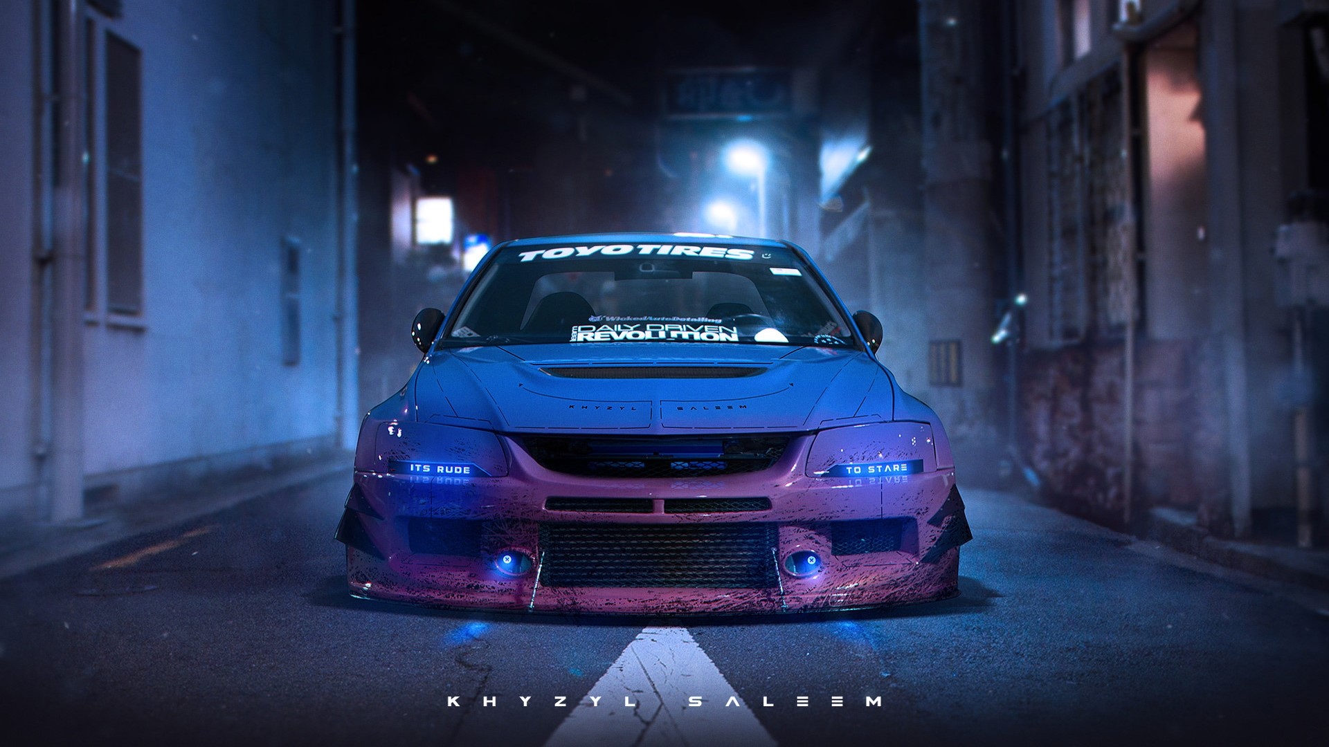 Mitsubishi Lancer Evo Tuning on Street HD Wallpaper