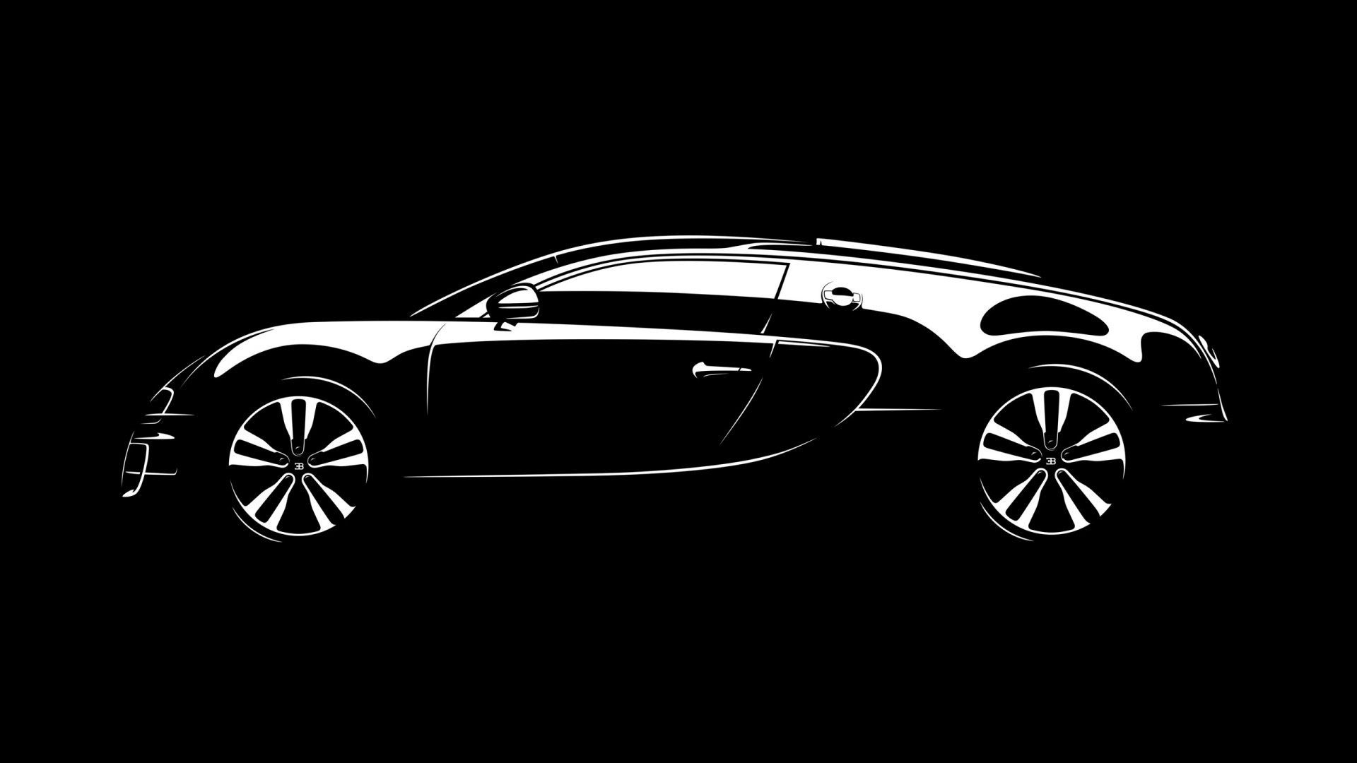 Bugatti Veyron silhouette on black background HD Wallpaper