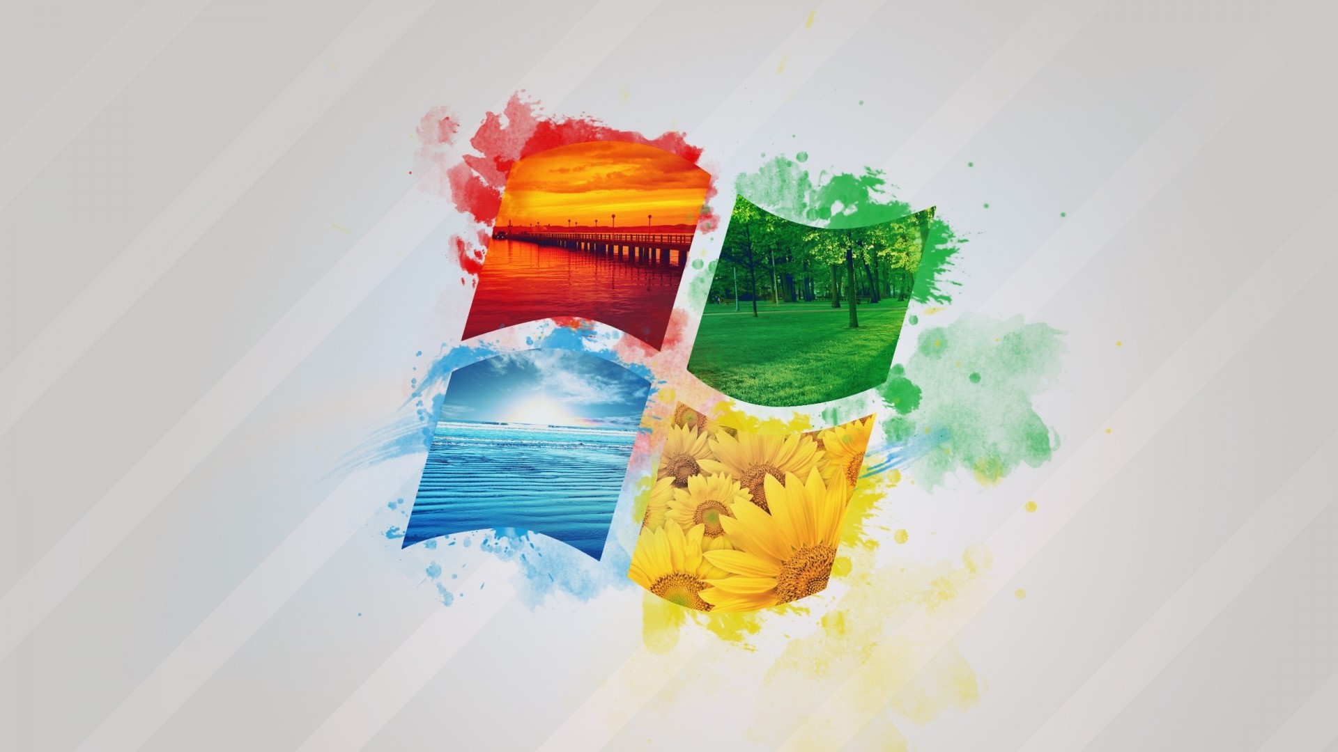 Windows logo with nature scenes HD Wallpaper