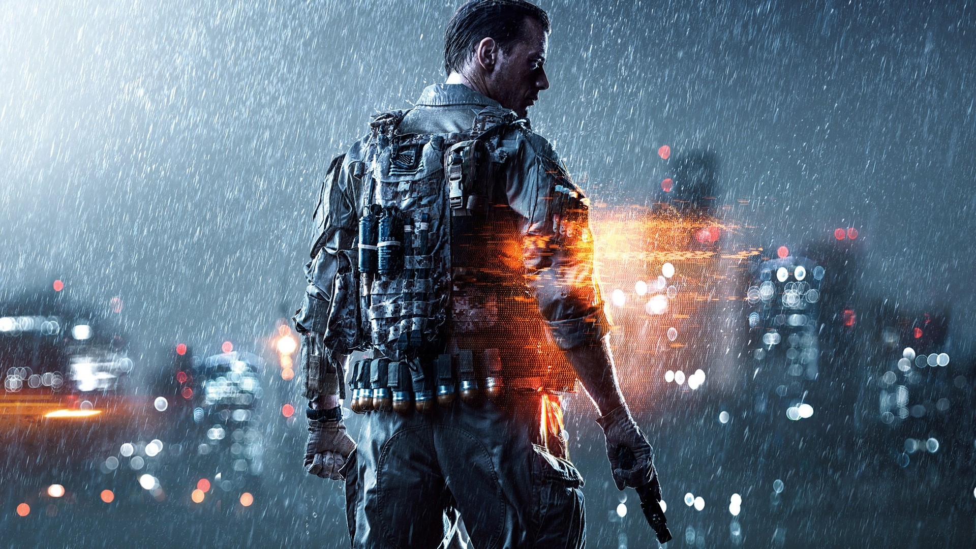 Soldier from Battlefield 4 in the rain HD Wallpaper