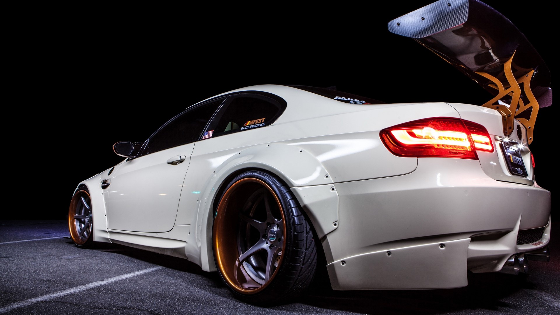 White BMW M3 Coupe with Widebody Kit and Spoiler HD Wallpaper