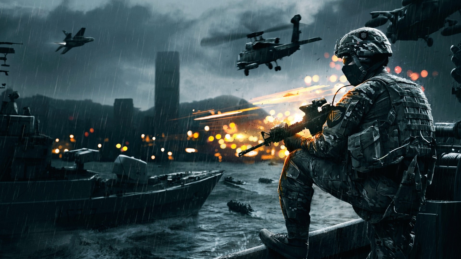 Soldier on a ship during the Siege of Shanghai in Battlefield 4 HD Wallpaper