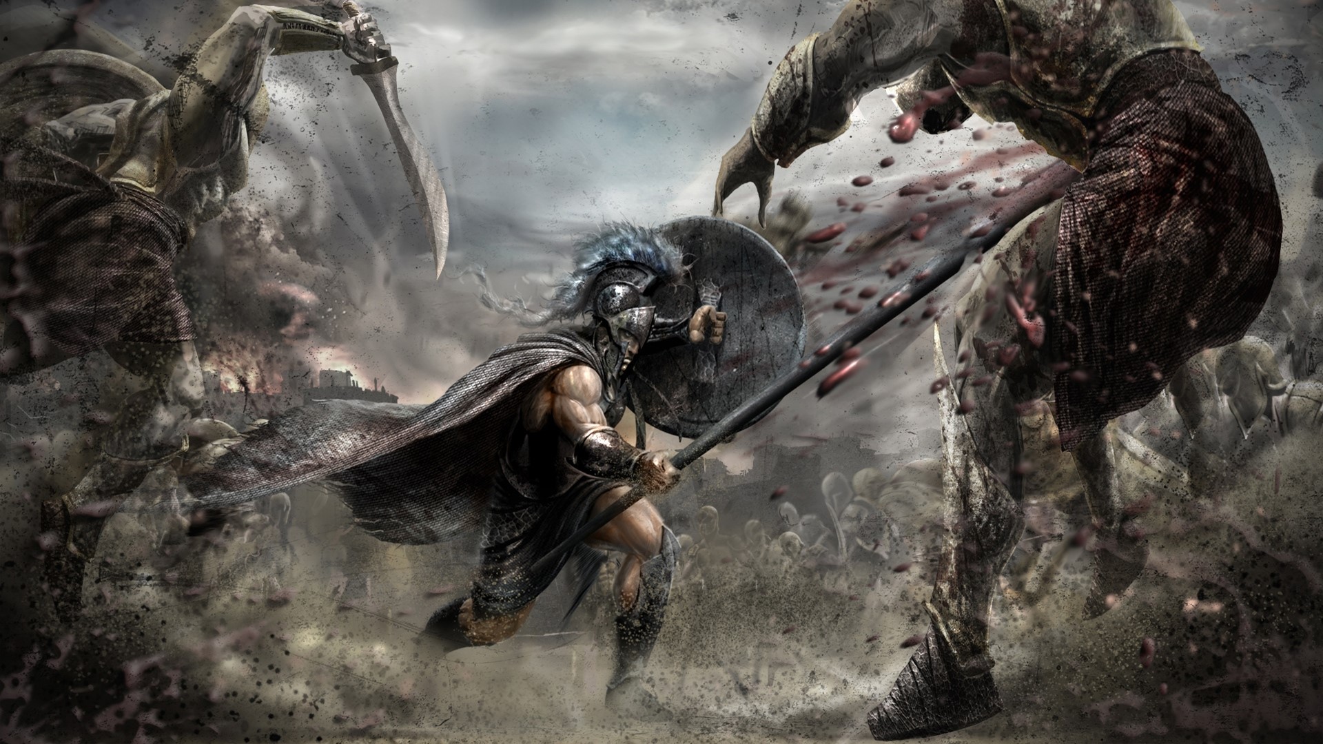 Warriors in battle from Legend of Troy HD Wallpaper
