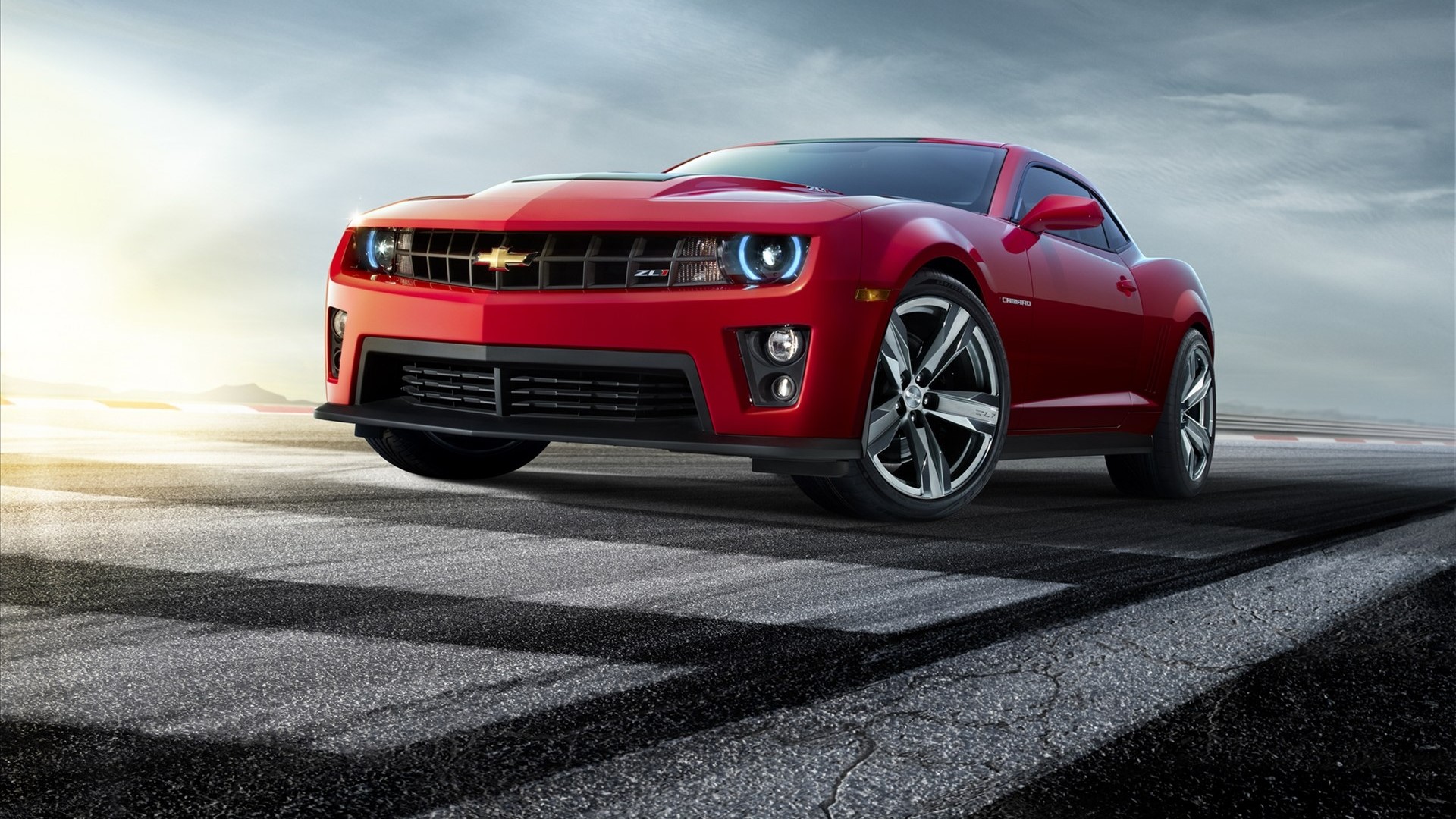 Red Chevrolet Camaro ZL1 2012 on a Racetrack HD Wallpaper
