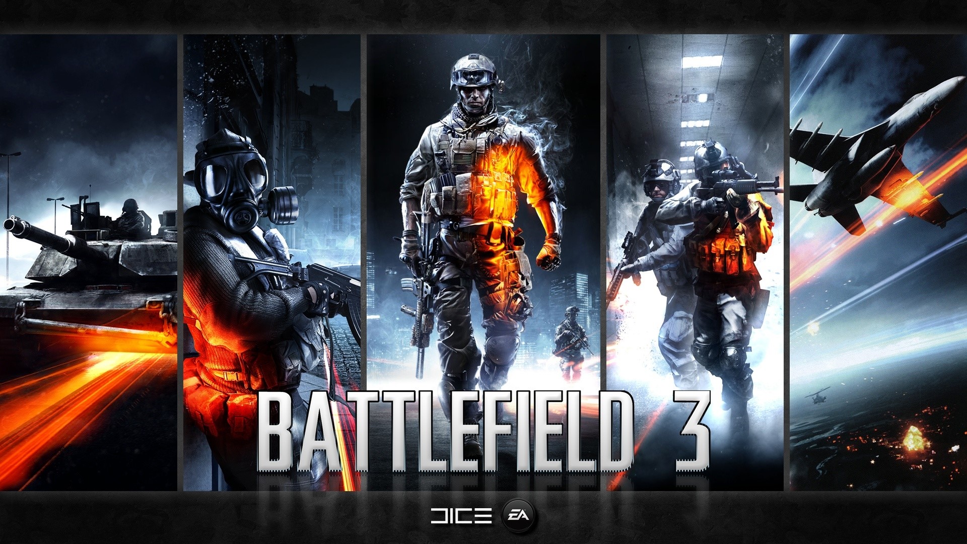 Battlefield 3 game cover with soldiers and vehicles HD Wallpaper