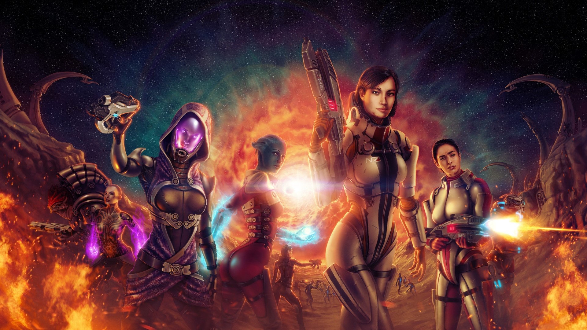 Mass Effect 3 characters in battle HD Wallpaper