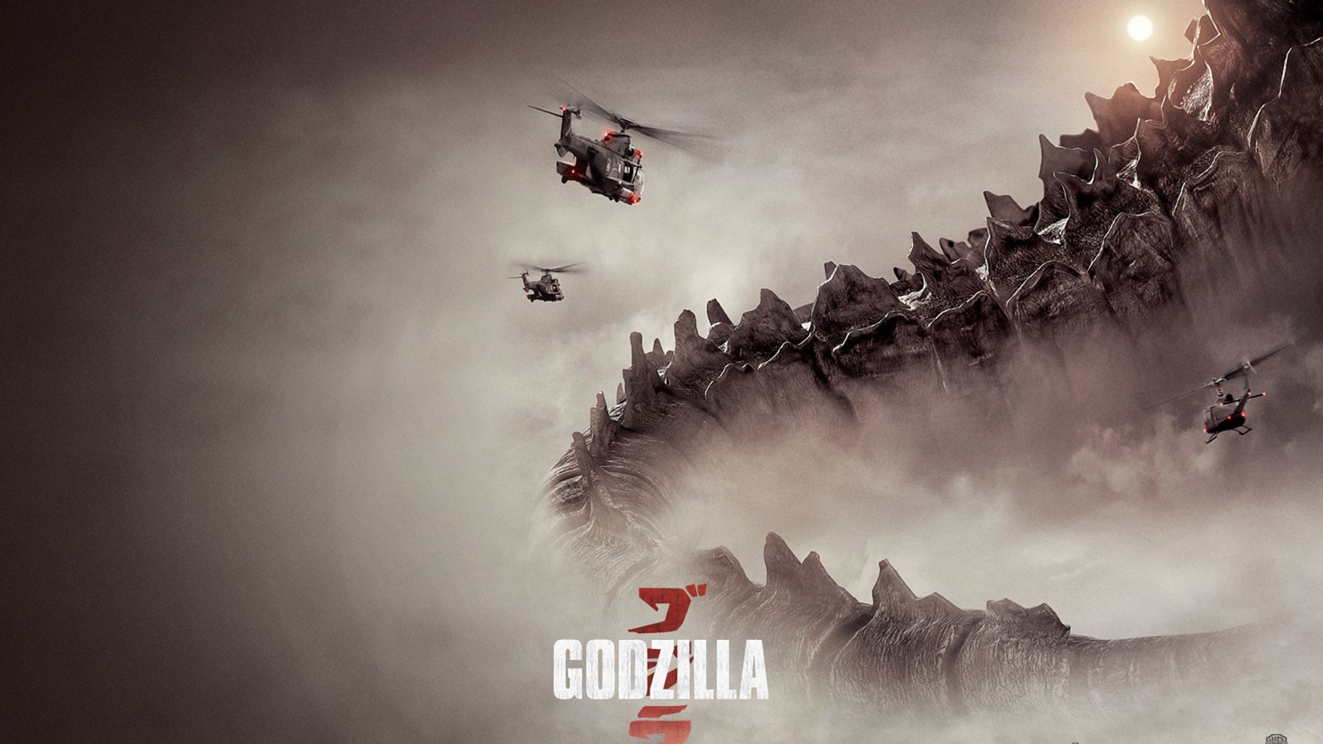 Godzilla 2014 Movie Poster with Helicopters HD Wallpaper