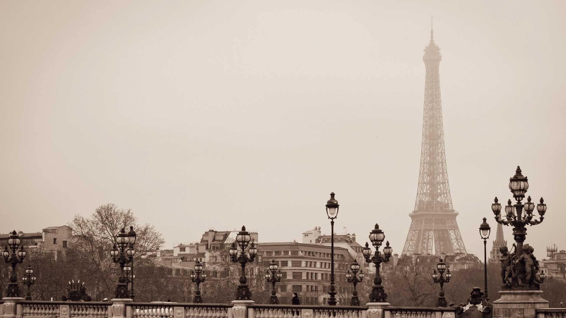 Eiffel Tower and Bridge in Paris HD Wallpaper