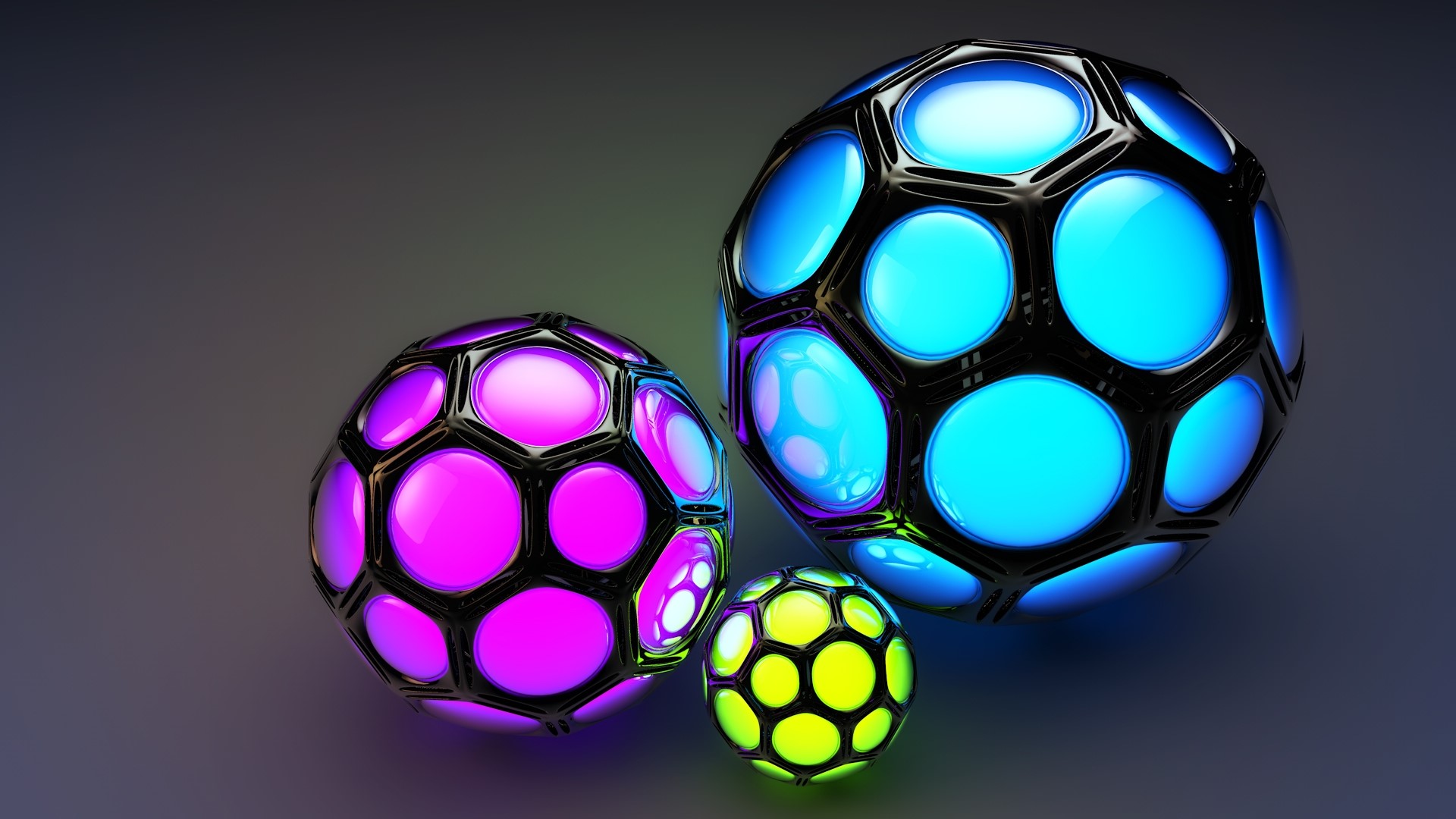 3D abstract spheres with glowing lights HD Wallpaper