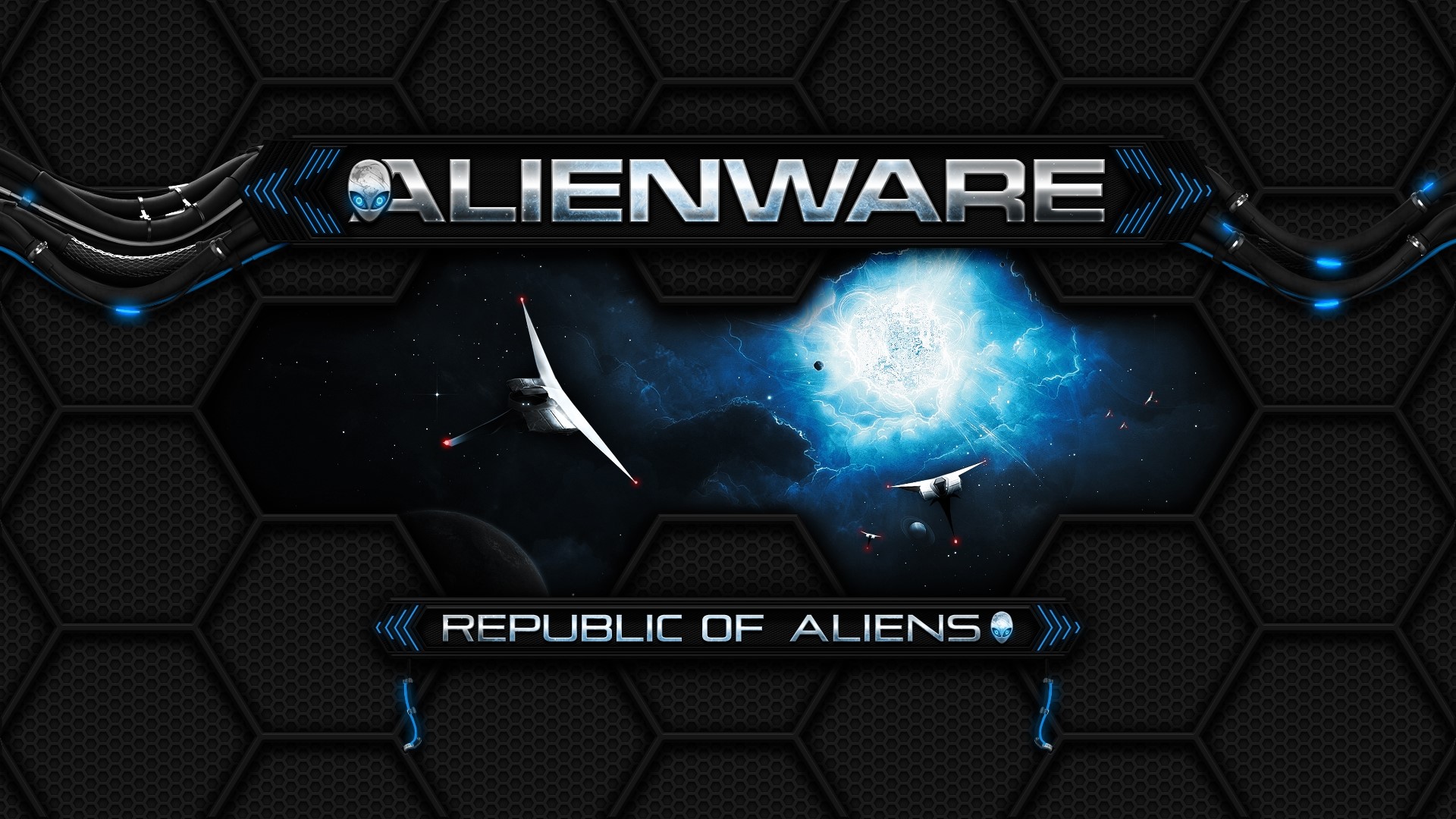 Alienware Republic of Aliens Sci-Fi Space Scene HD Wallpaper