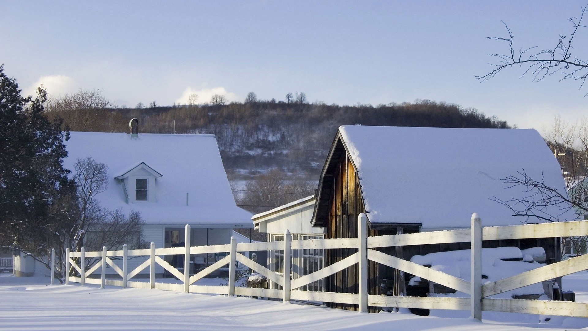 Farm in the Winter HD Wallpaper