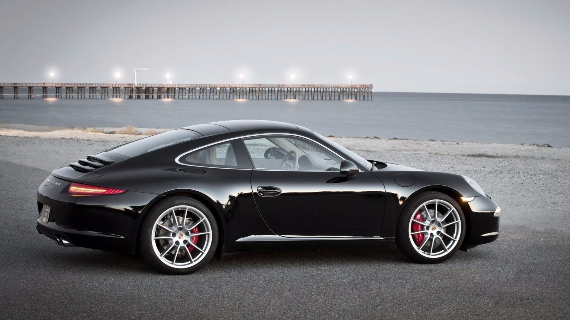 Black Porsche 911 Carrera by the Ocean HD Wallpaper