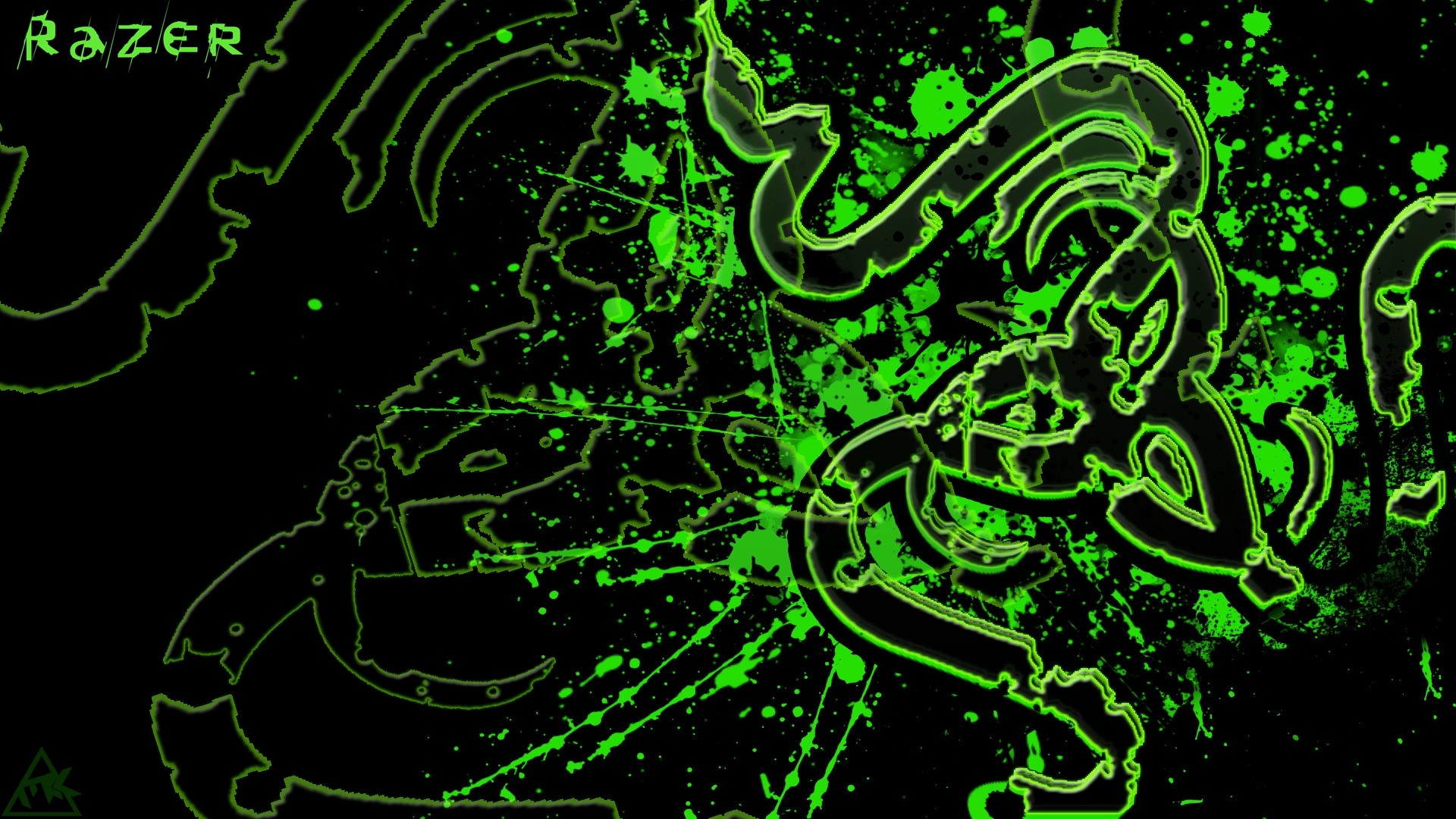 Razer logo with green splatter effect HD Wallpaper