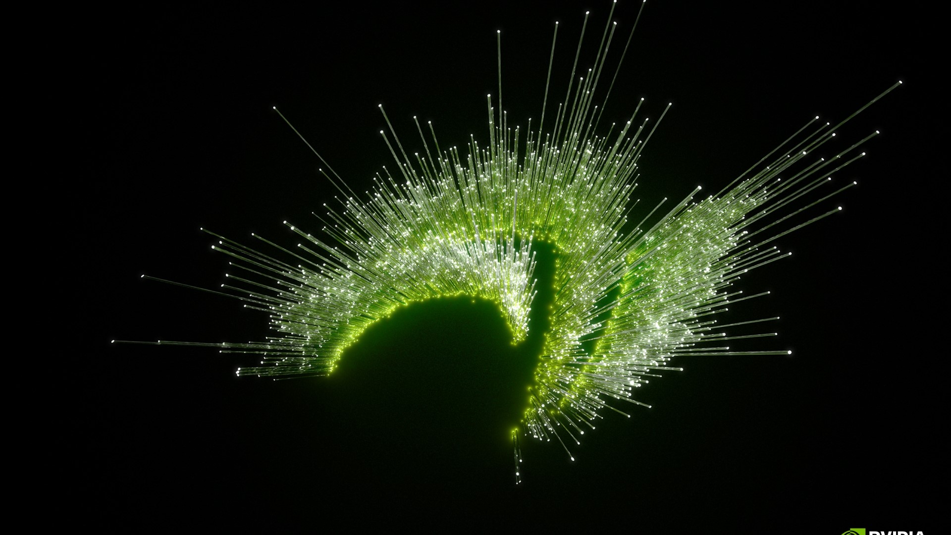Nvidia logo made of glowing green particles HD Wallpaper