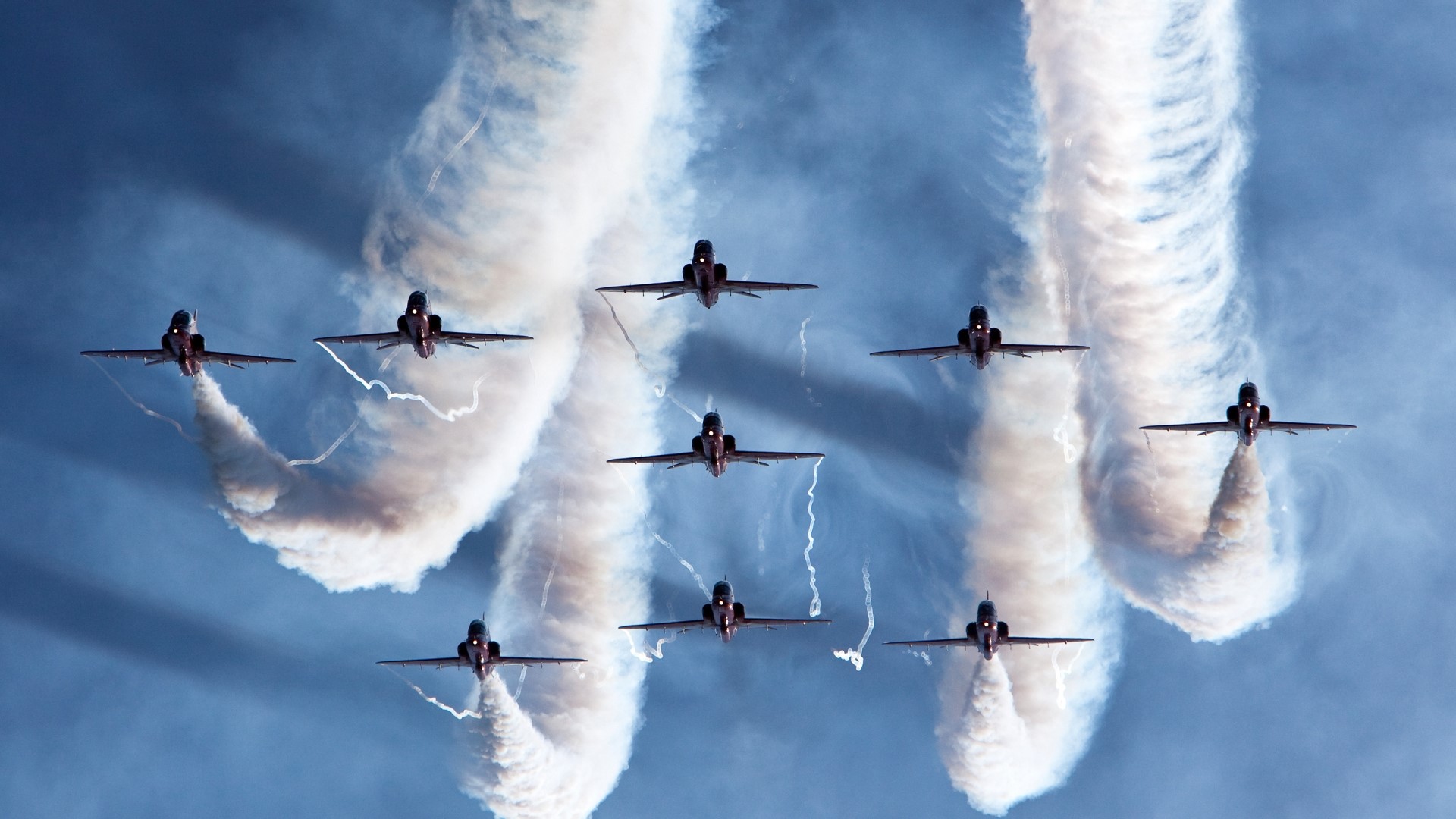Royal Air Force Aerobatic Team performing aerial maneuvers HD Wallpaper