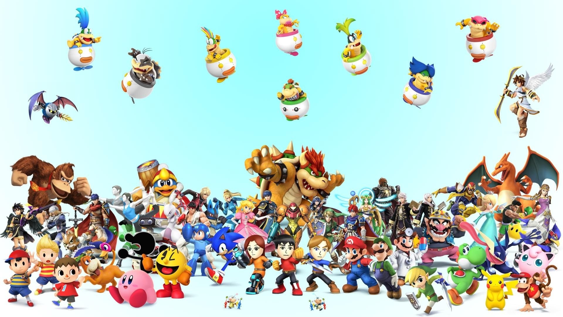 Super Smash Bros. Roster with Bowser and Charizard HD Wallpaper