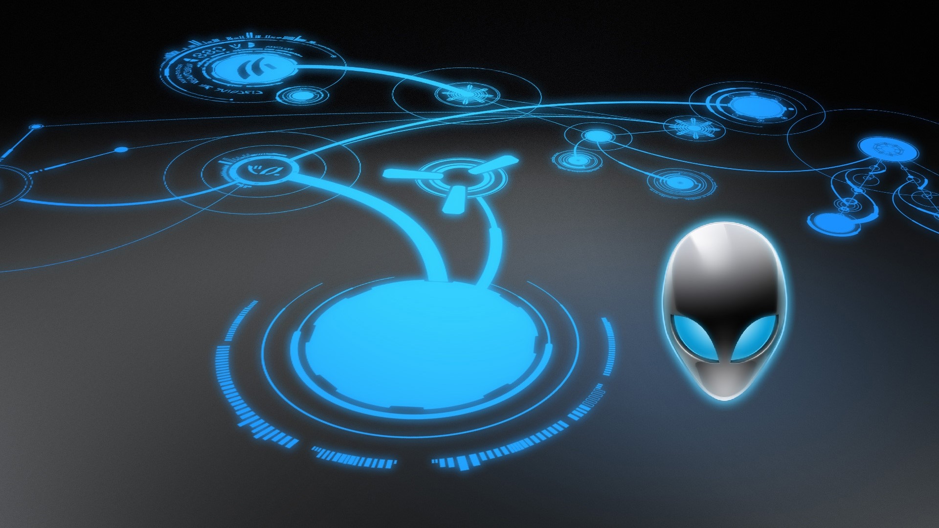 Alienware logo with blue futuristic interface HD Wallpaper