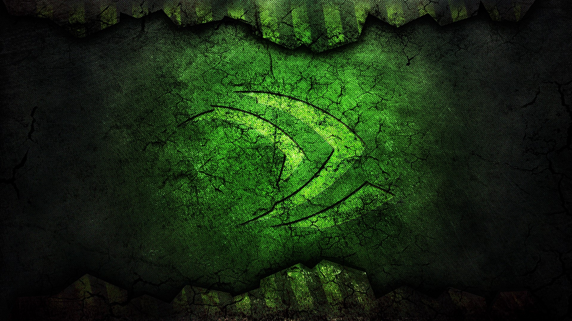 Nvidia Grunge Logo on Cracked Green Texture HD Wallpaper