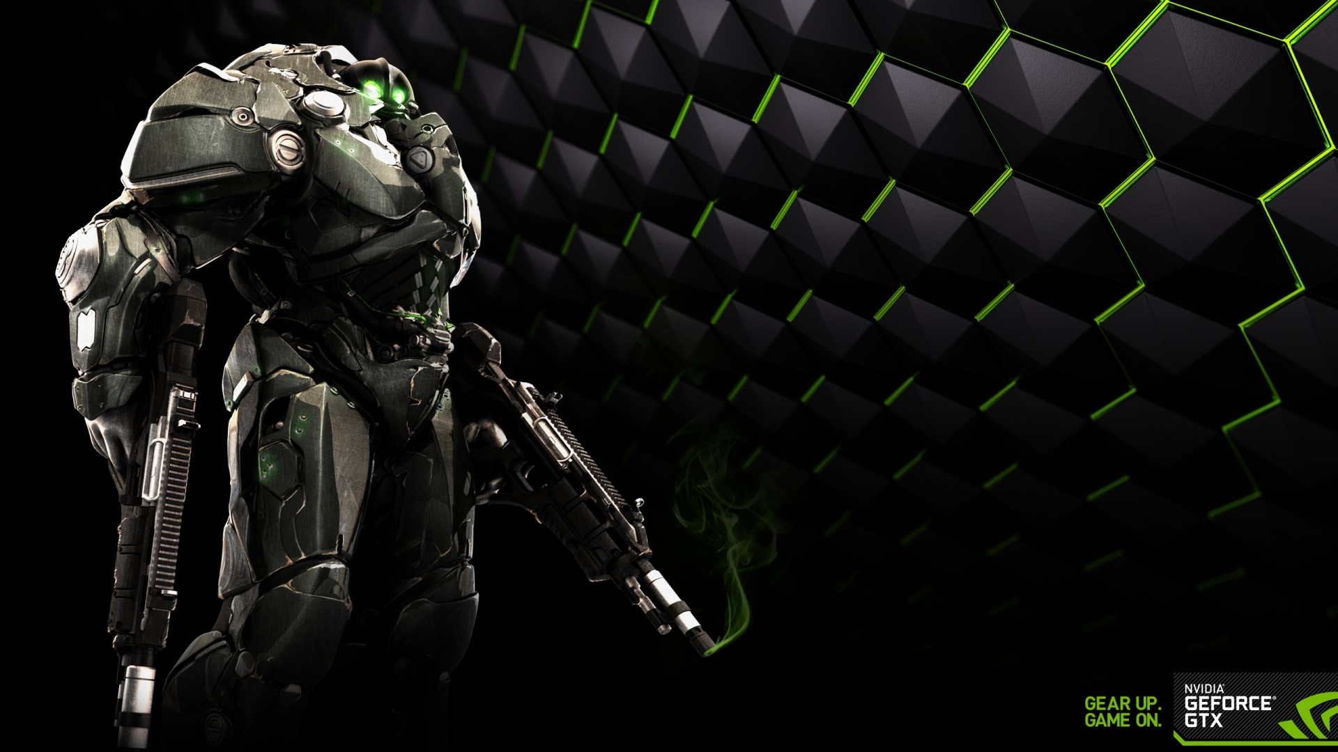 Nvidia GeForce GTX robot with guns HD Wallpaper