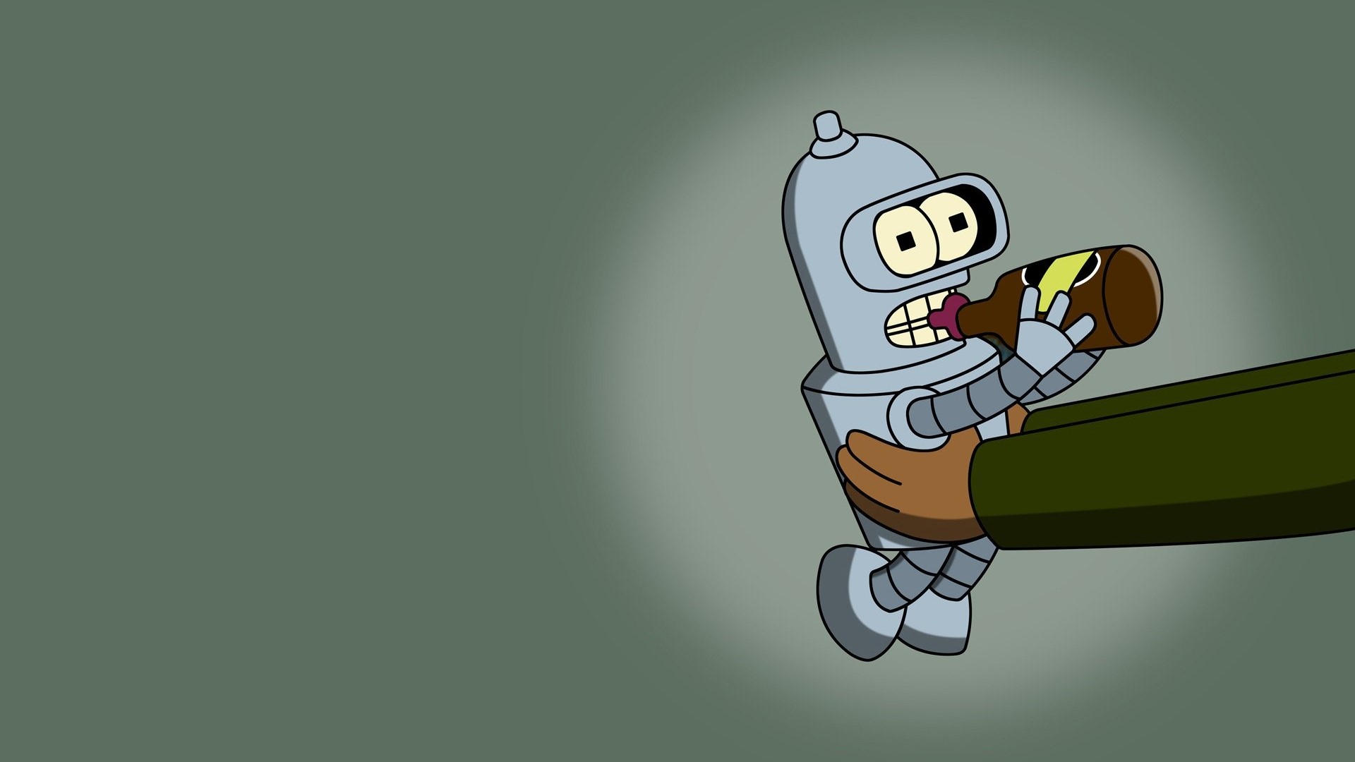 Bender from Futurama drinking from a bottle HD Wallpaper