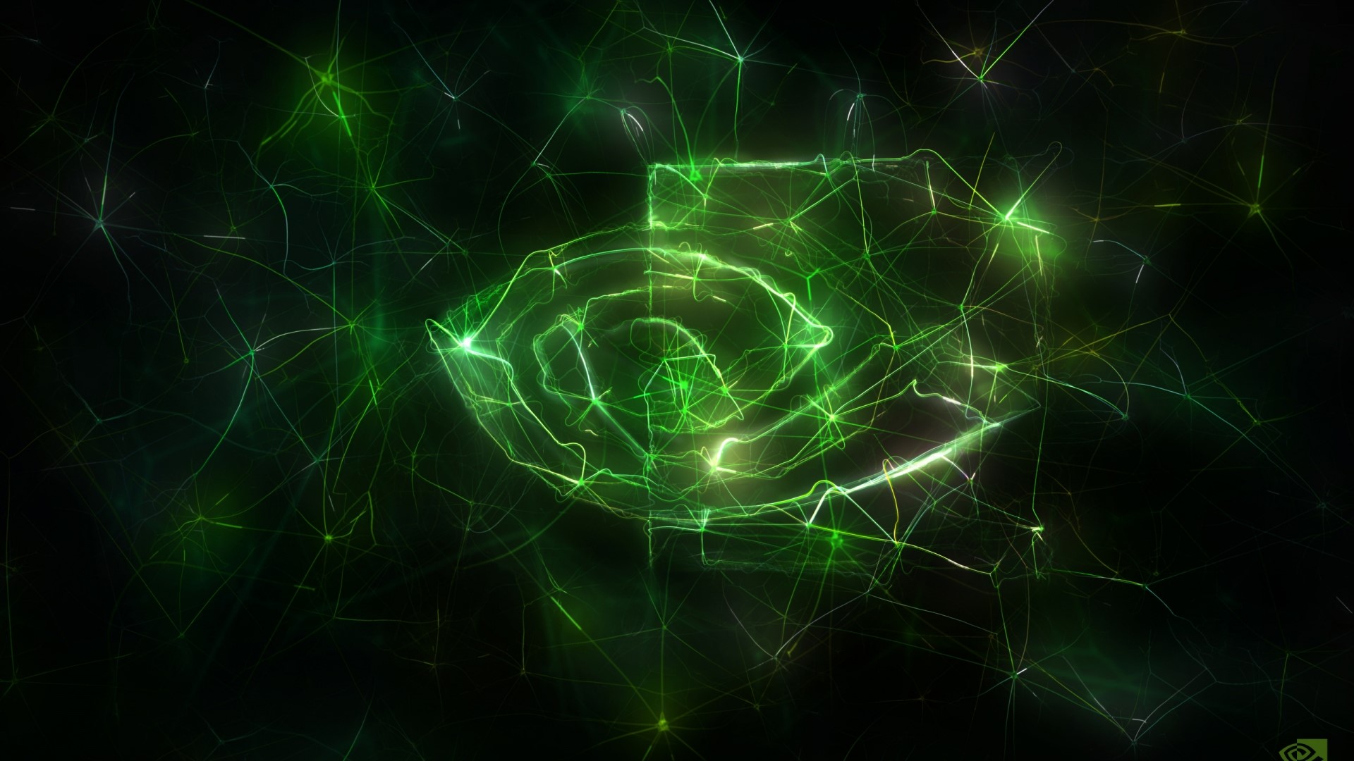 Nvidia Logo with Neural Network Overlay HD Wallpaper