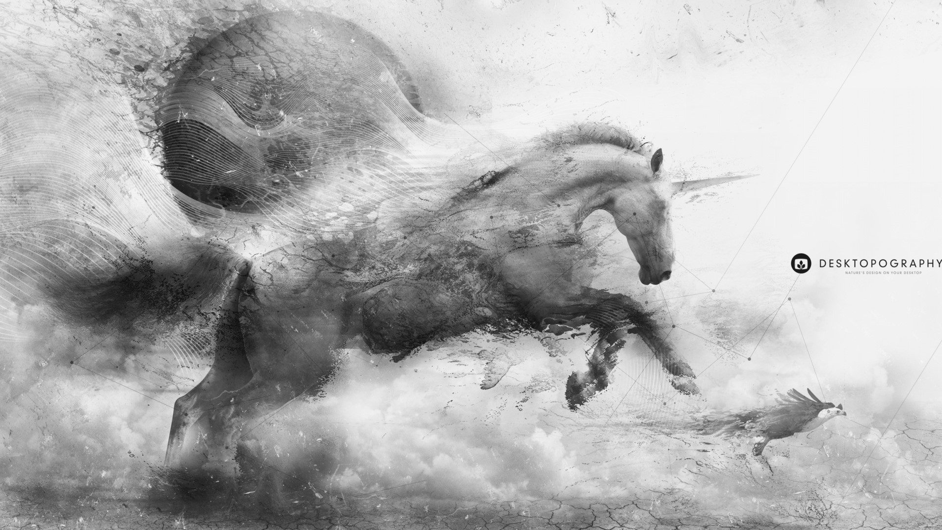 Abstract Unicorn and Eagle Artwork HD Wallpaper