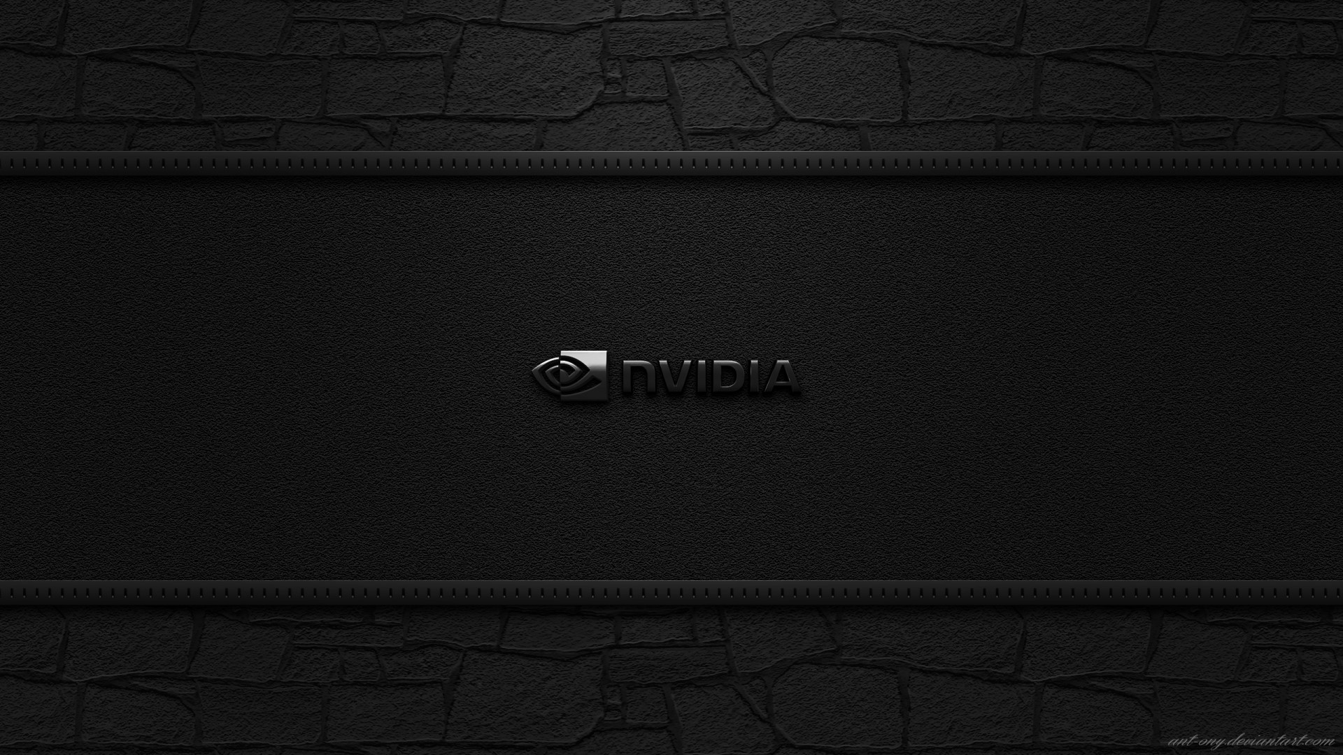 Nvidia logo on a textured black background HD Wallpaper