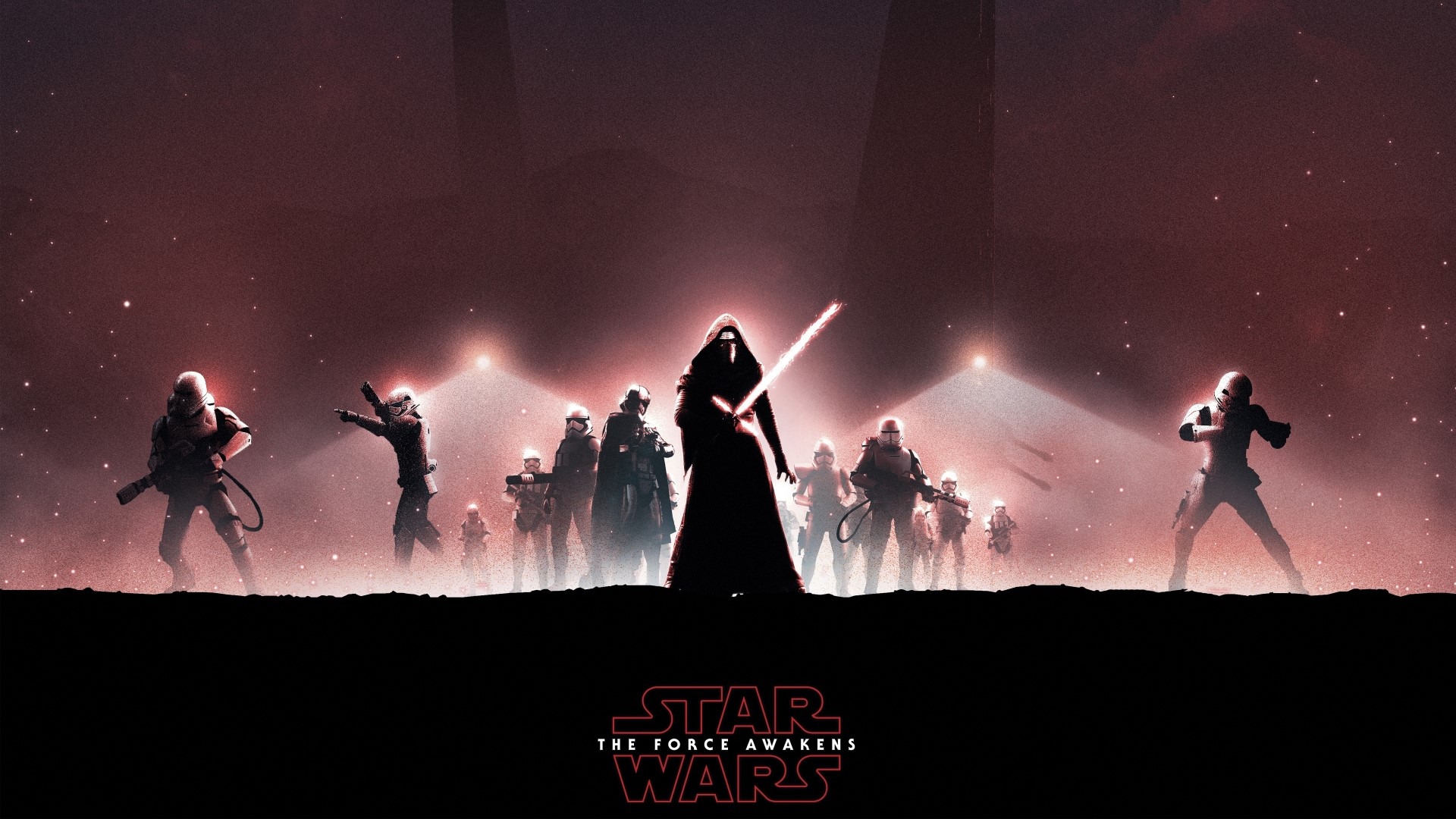 Kylo Ren and Stormtroopers from Star Wars: The Force Awakens HD Wallpaper