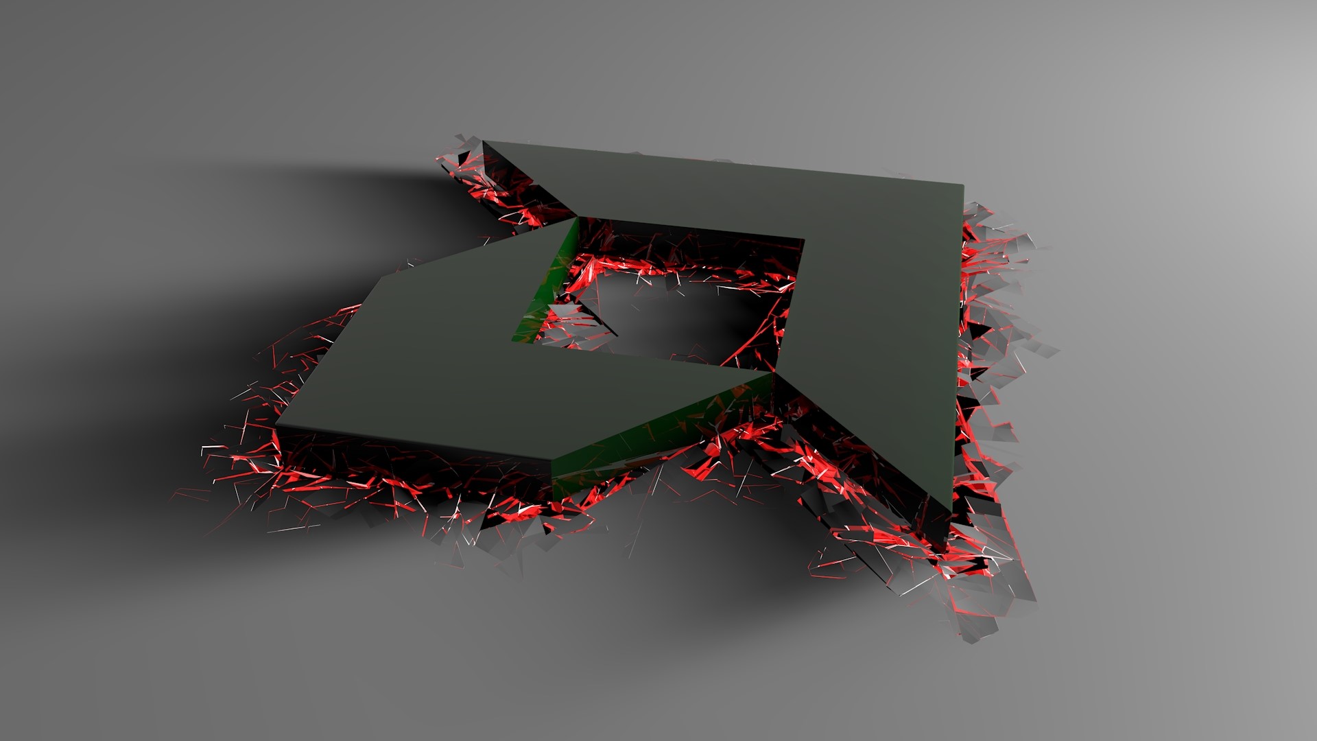 AMD Logo Breaking Apart with Red Glow HD Wallpaper