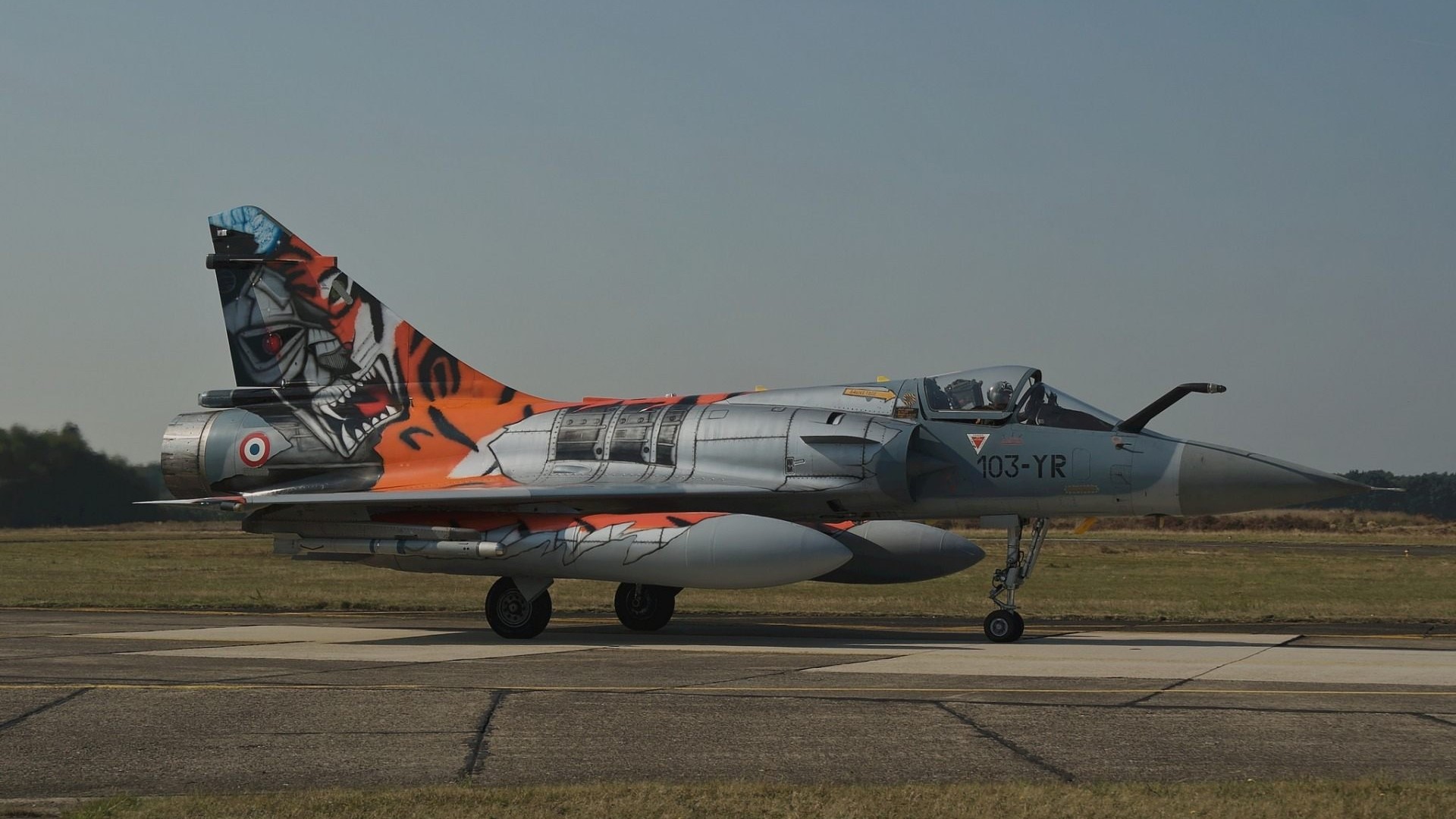 Mirage 2000 aircraft with tiger artwork HD Wallpaper